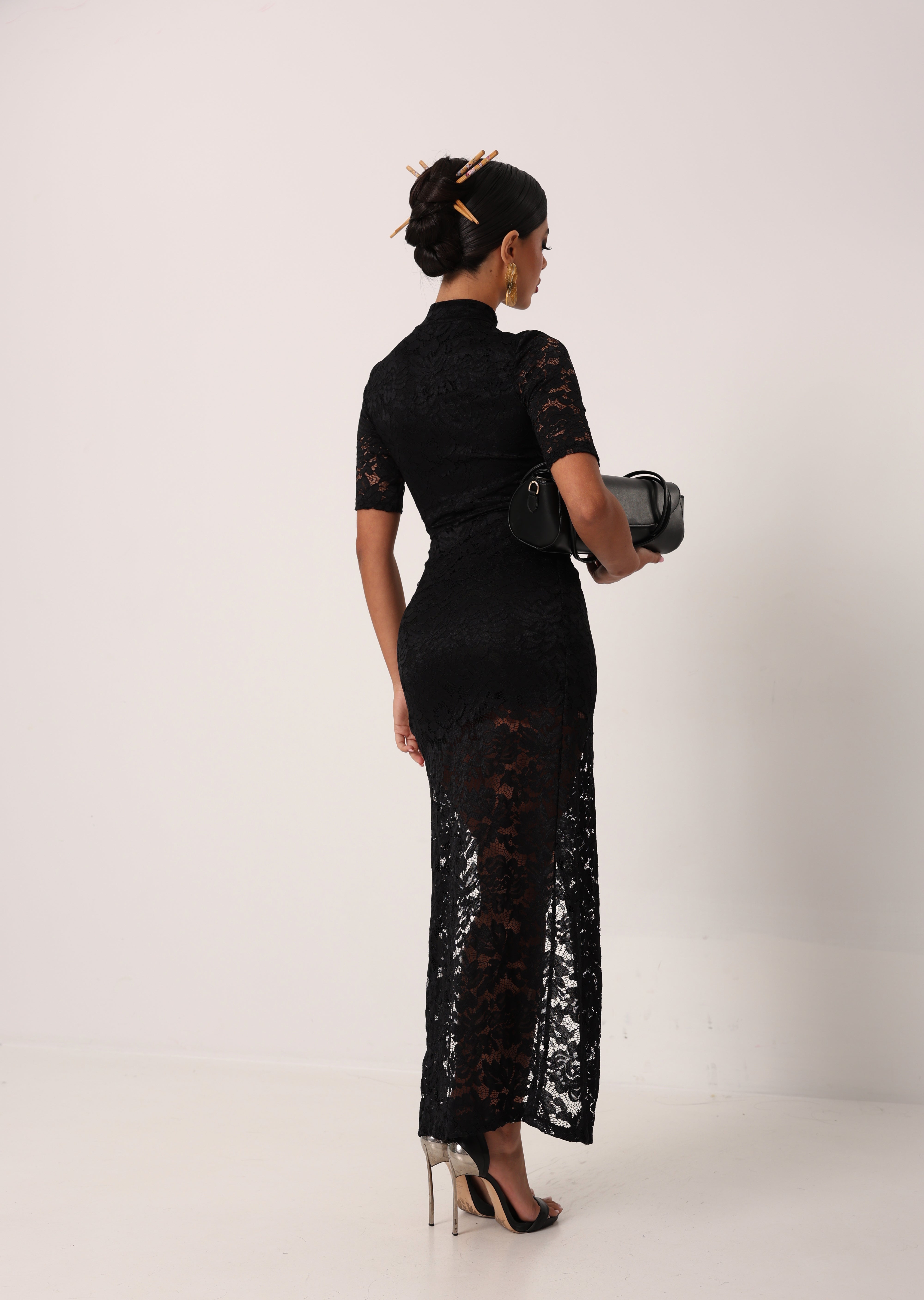 VESTITO PIZZO OMYA NERO