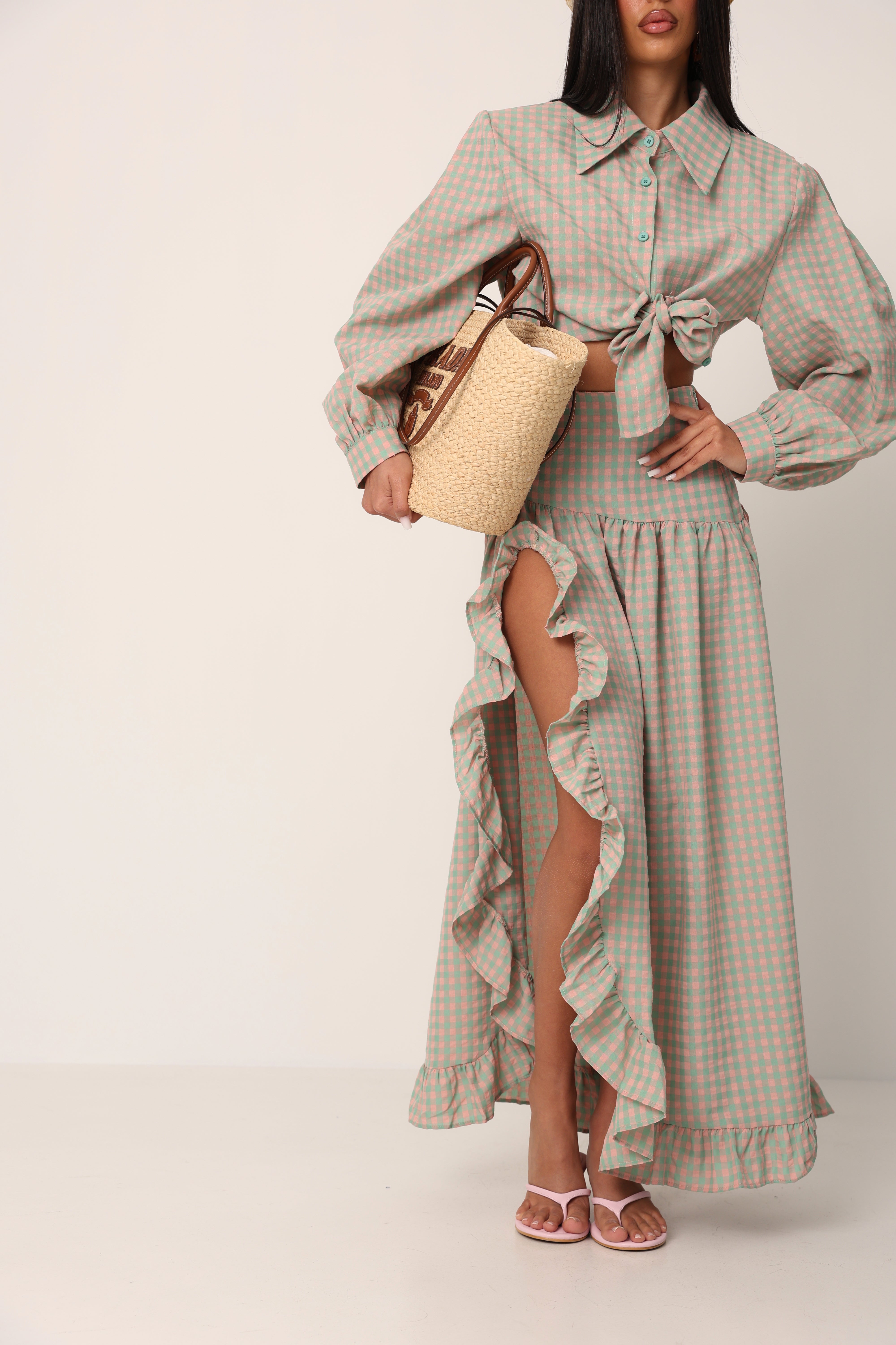 COORDINATO QUADRETTI CORA ROSA/VERDE