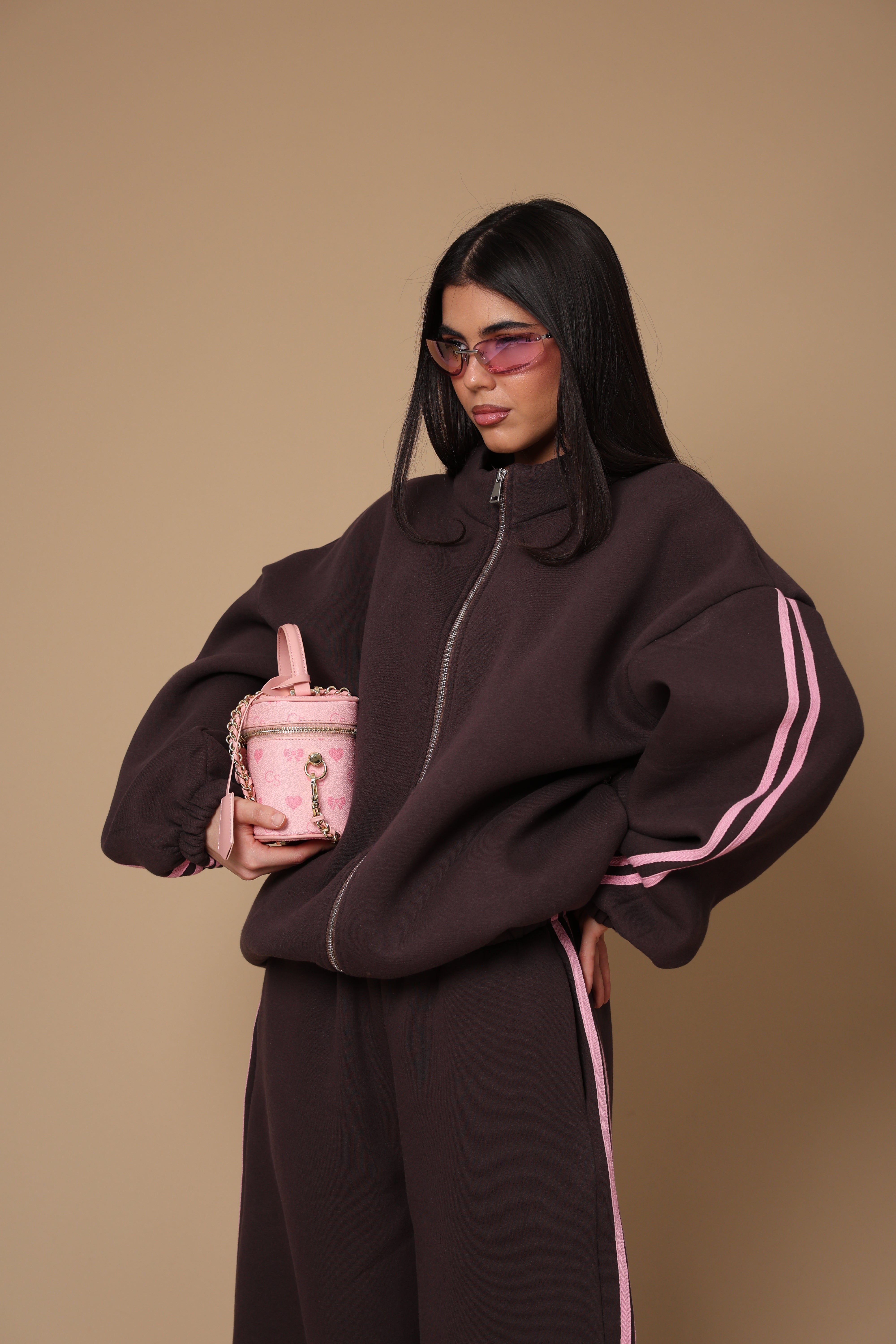 COORDINATO BANDE EMINEM MARRONE DUE PEZZI