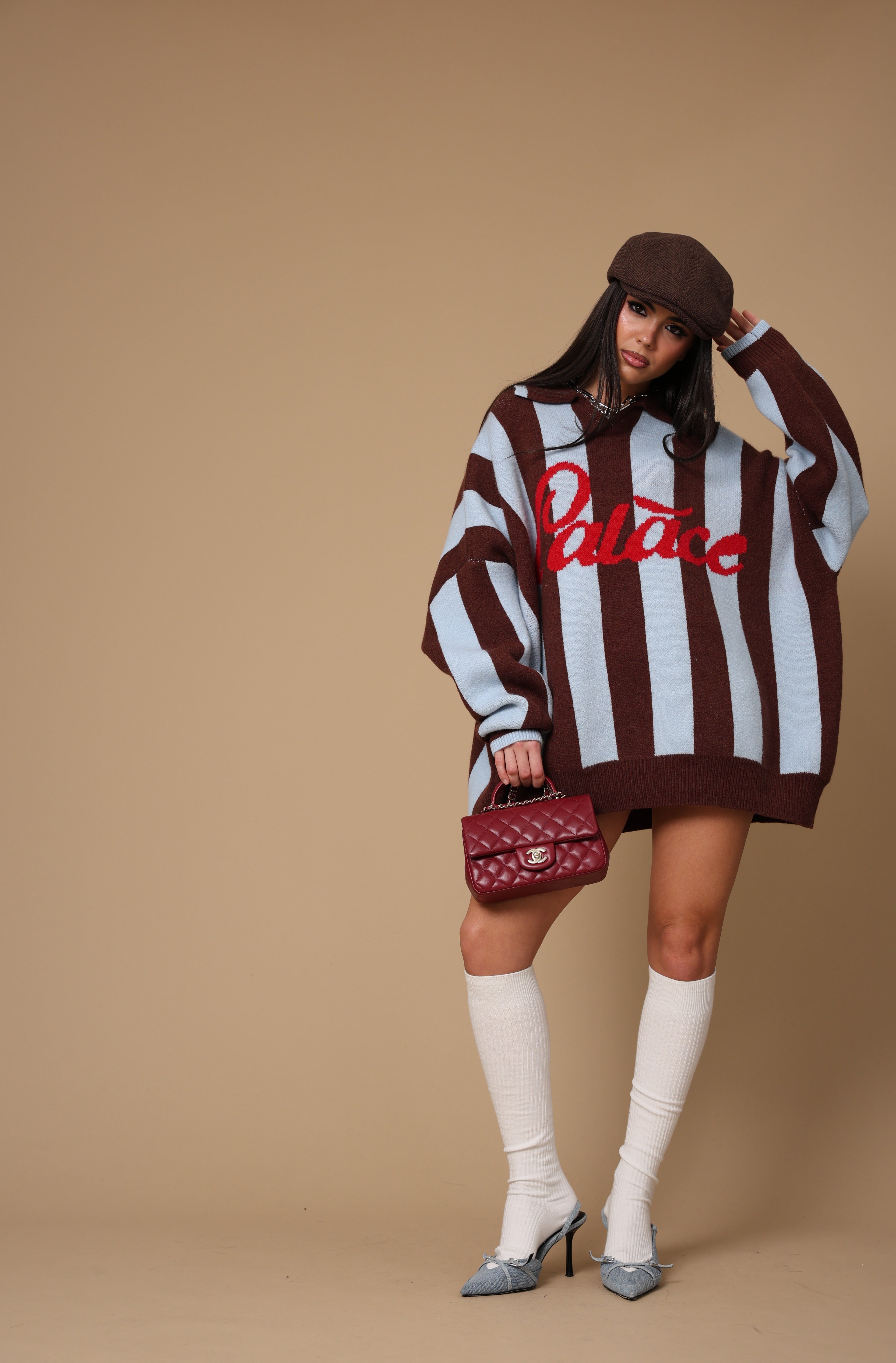 PULL RIGHE LALACE AZZURRO/MARRONE