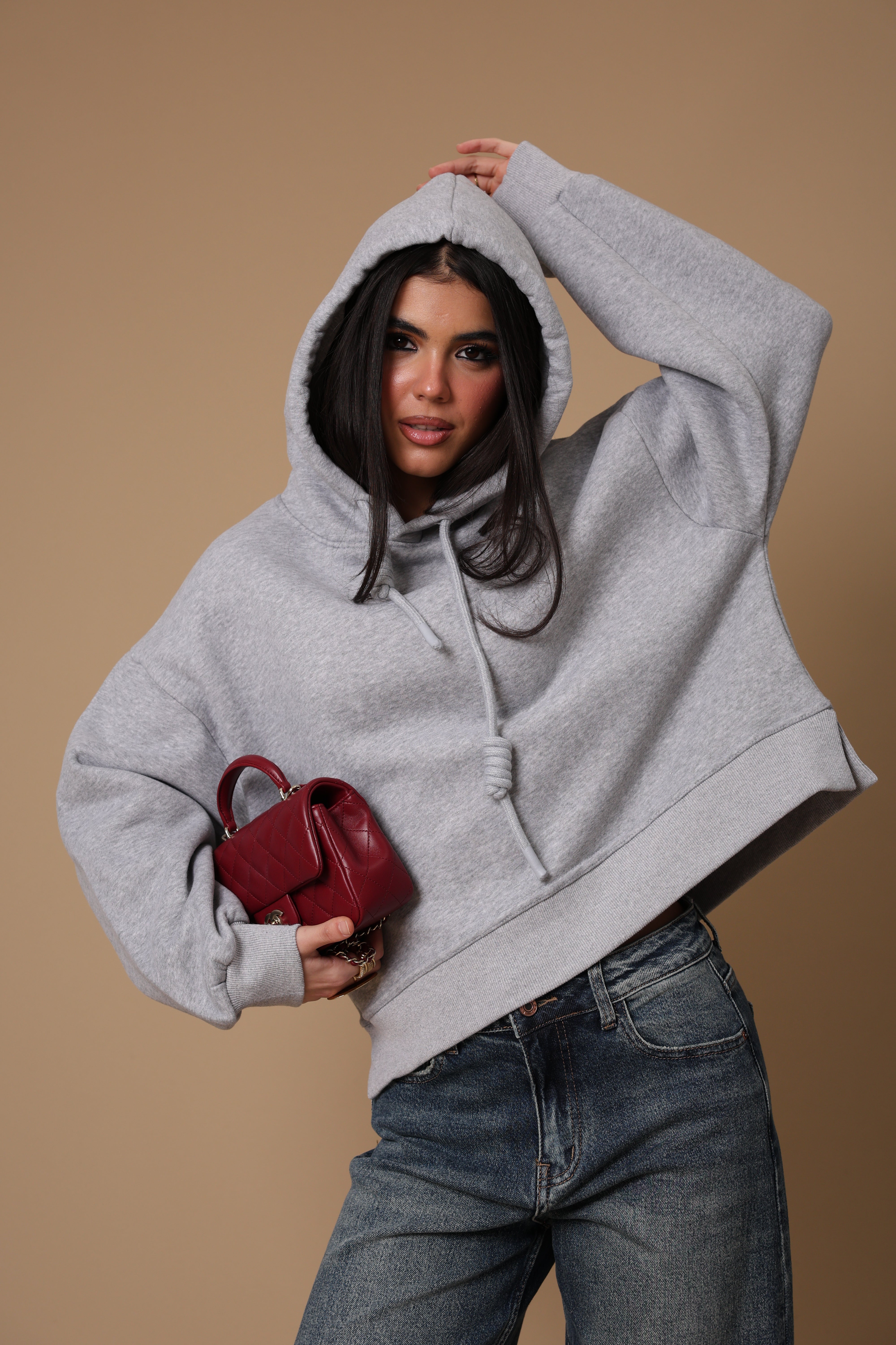 FELPA CAPPUCCIO KAMY GRIGIO CHIARO