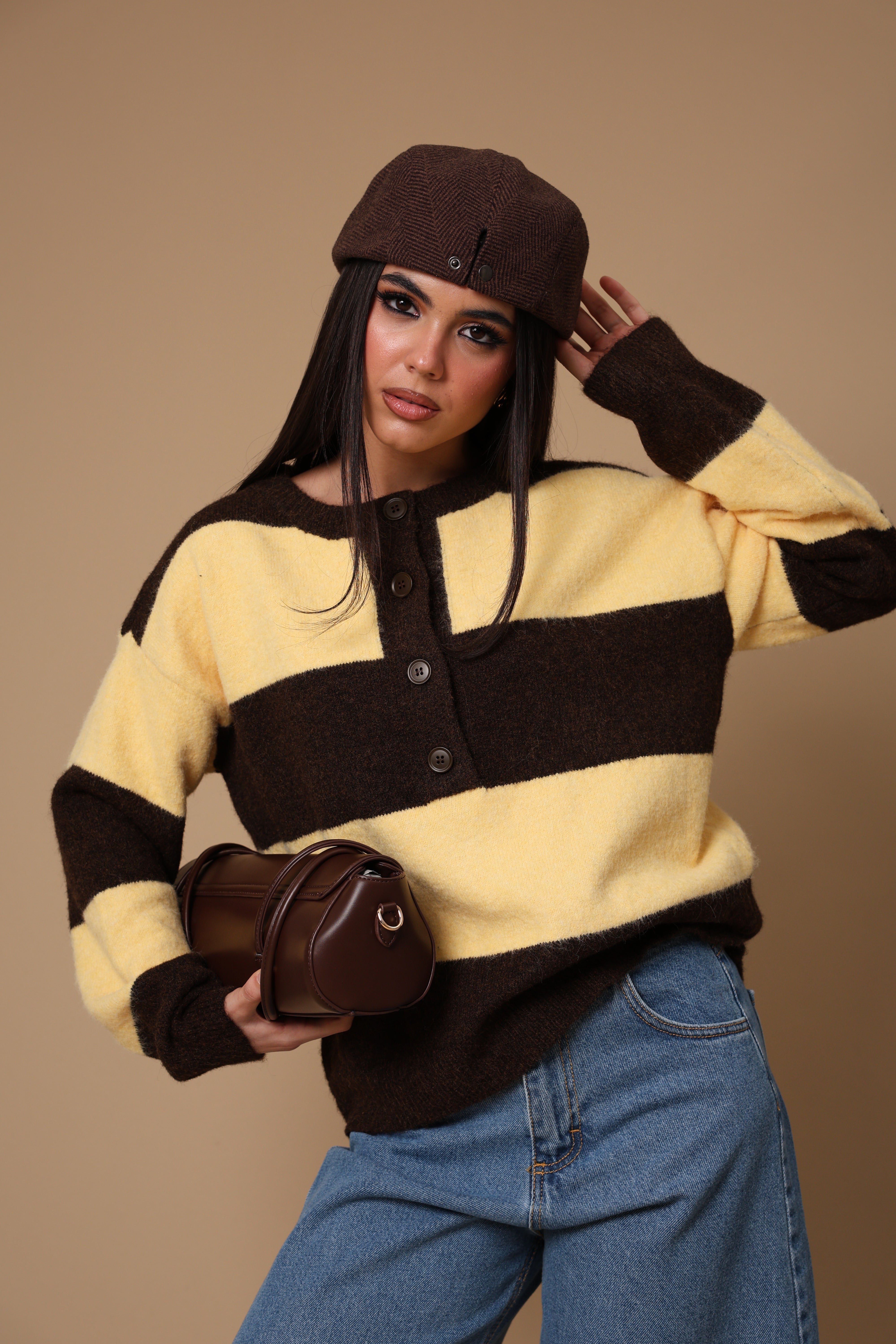 PULL RIGHE BECKY GIALLO/MARRONE