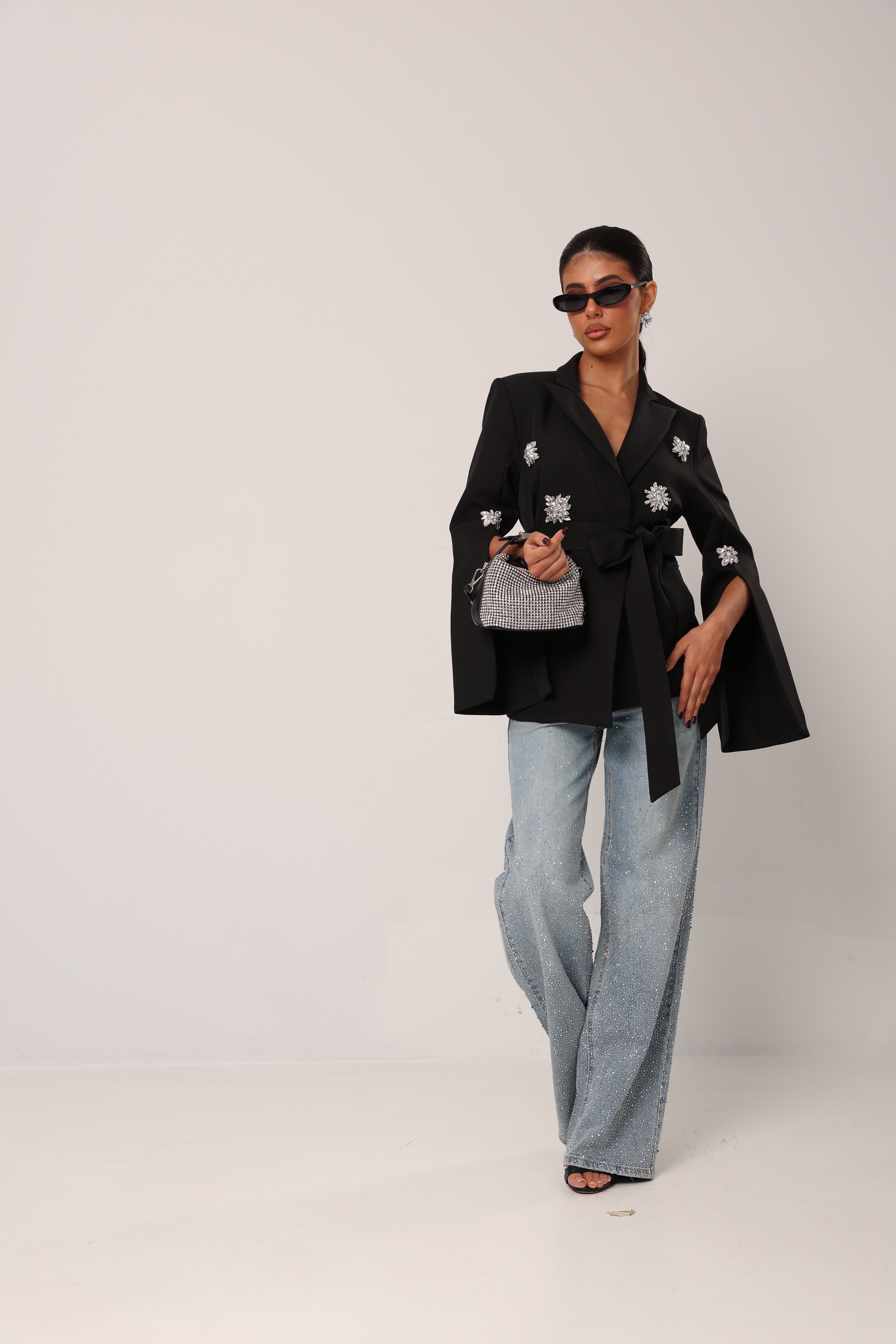 JEANS STRASS JINA DENIM CHIARO