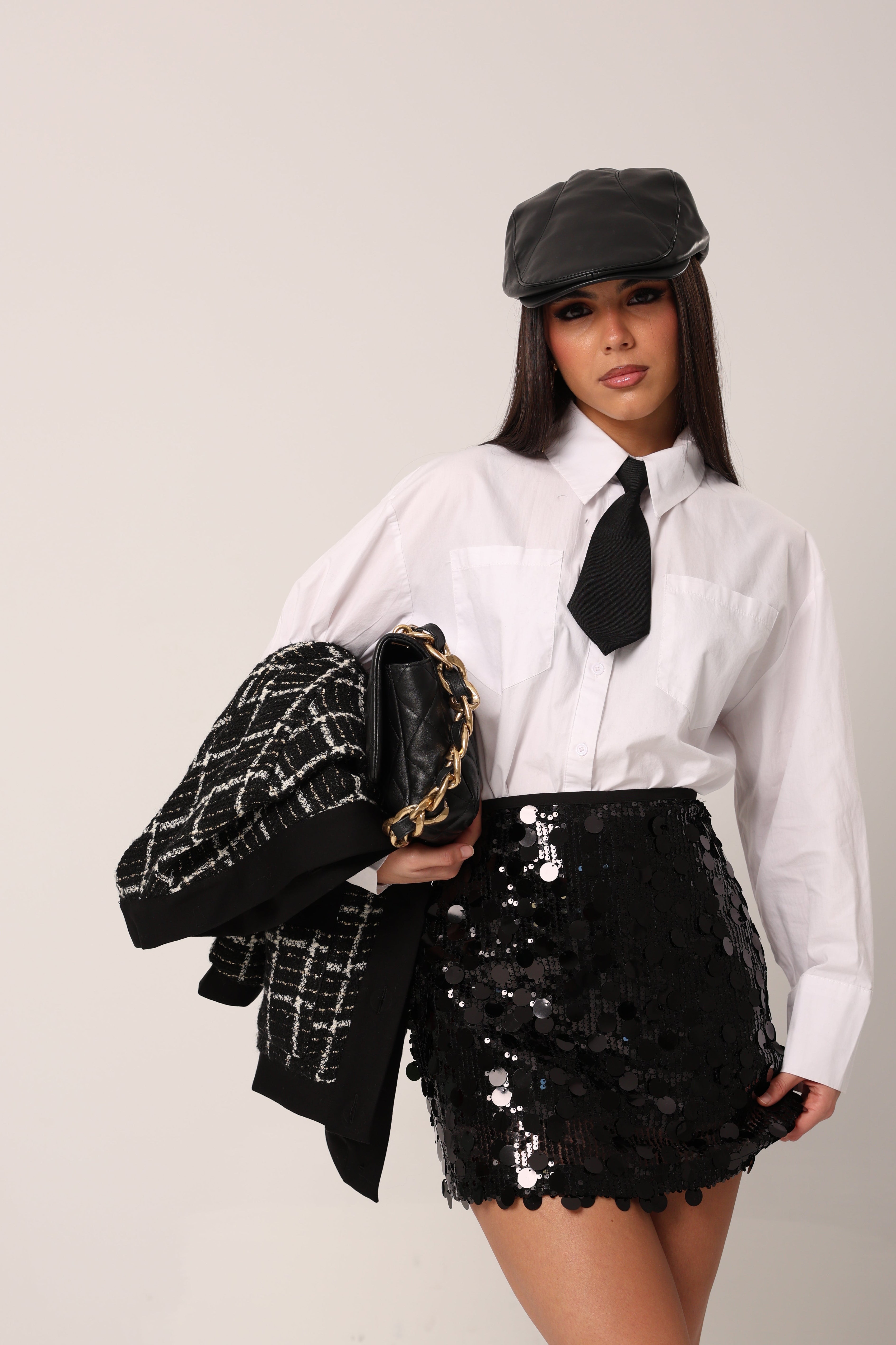 MINIGONNA PAILLETTES JULIE NERA