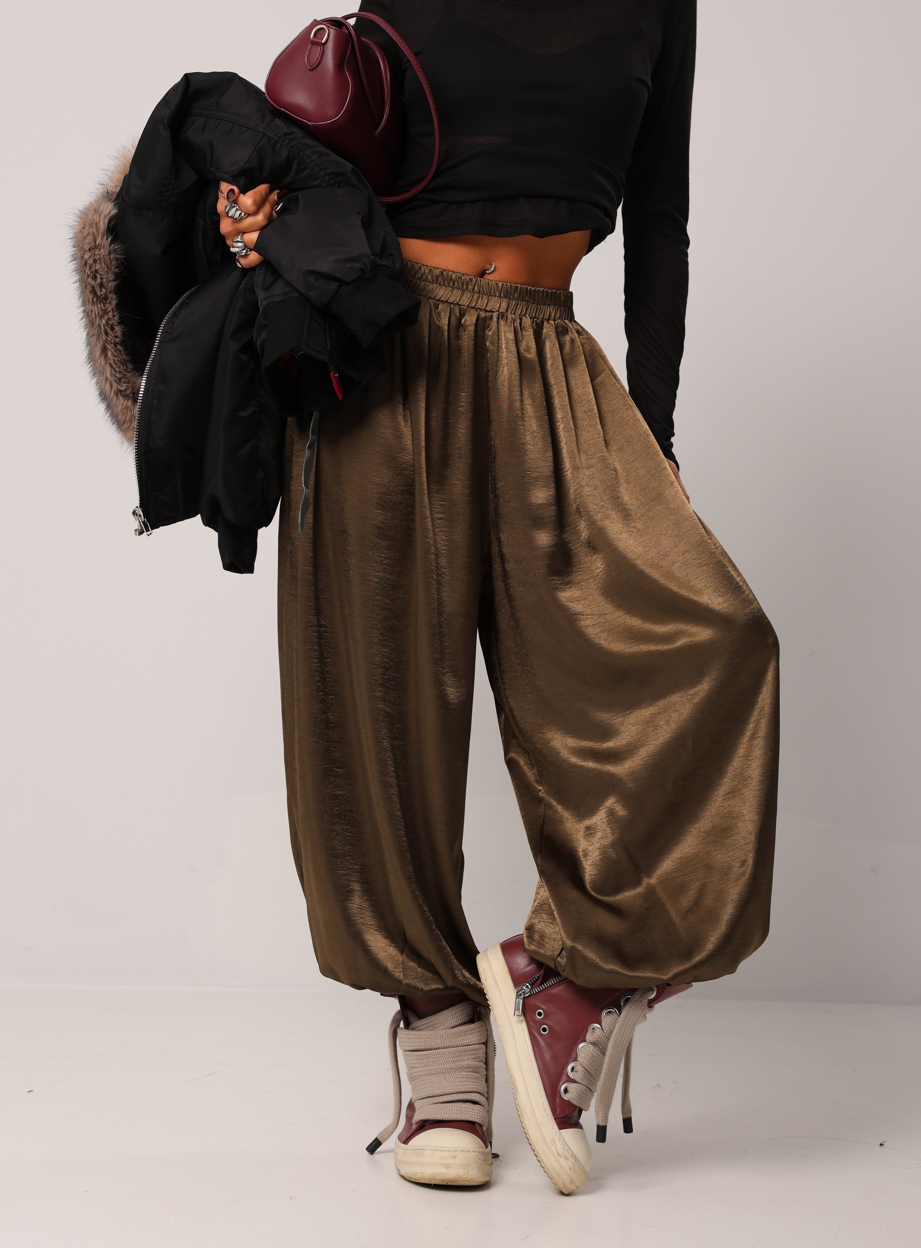 PANTALONI SATINATI JARY KHAKI