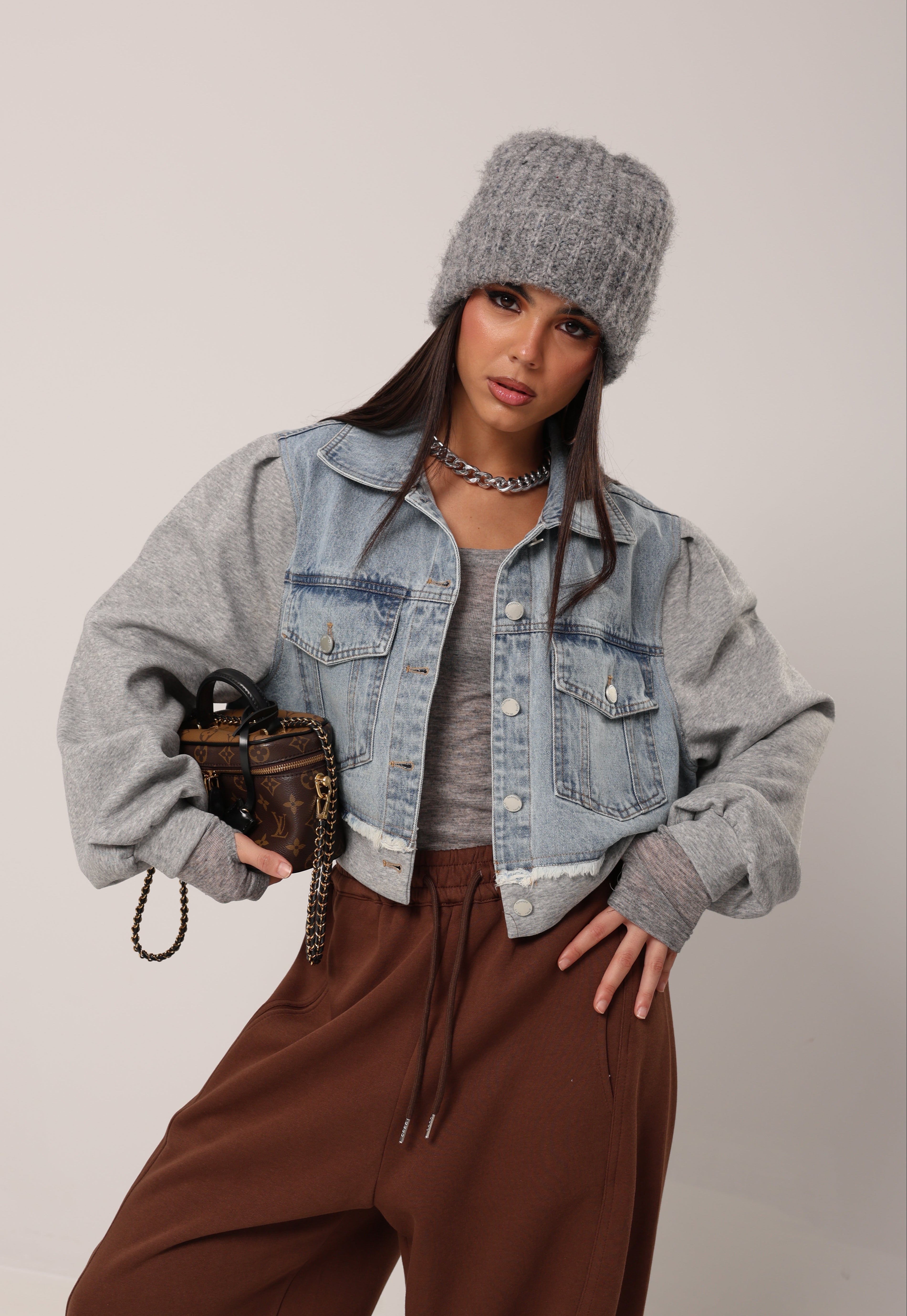 GIUBBINO ANDRES DENIM CHIARO/GRIGIO