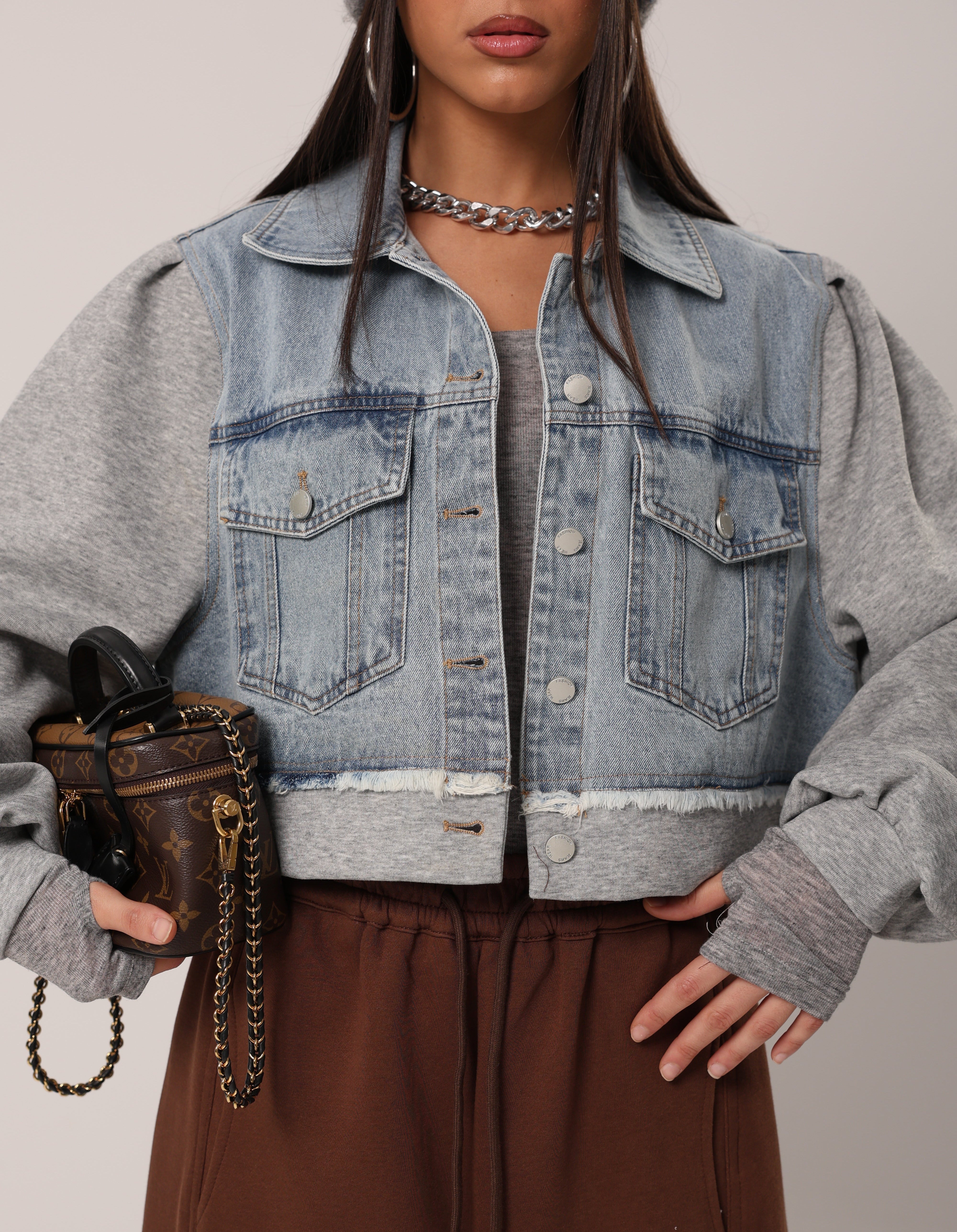 GIUBBINO ANDRES DENIM CHIARO/GRIGIO