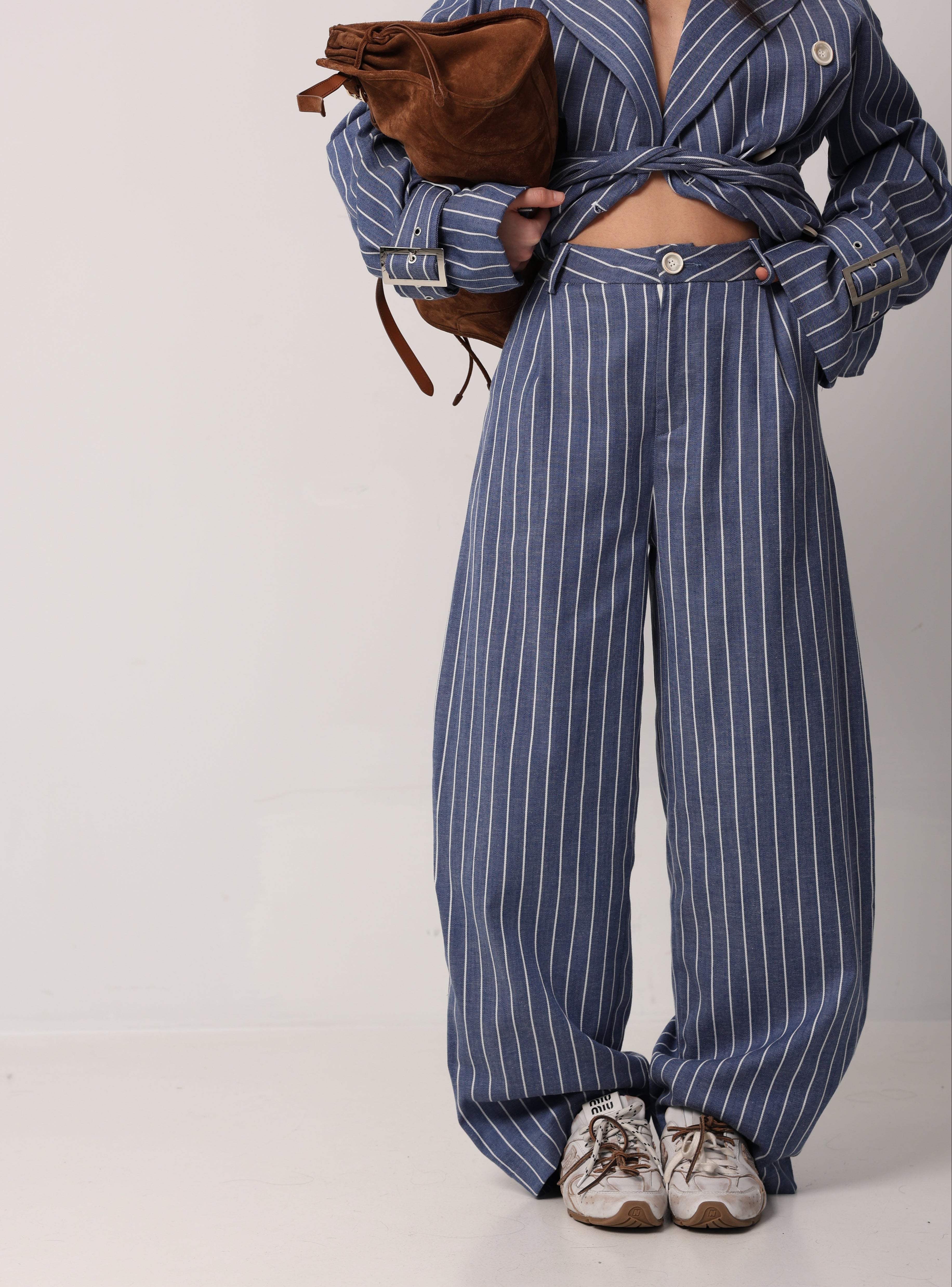 PANTALONI GESSATI ZENDA BLU BY LUMINA