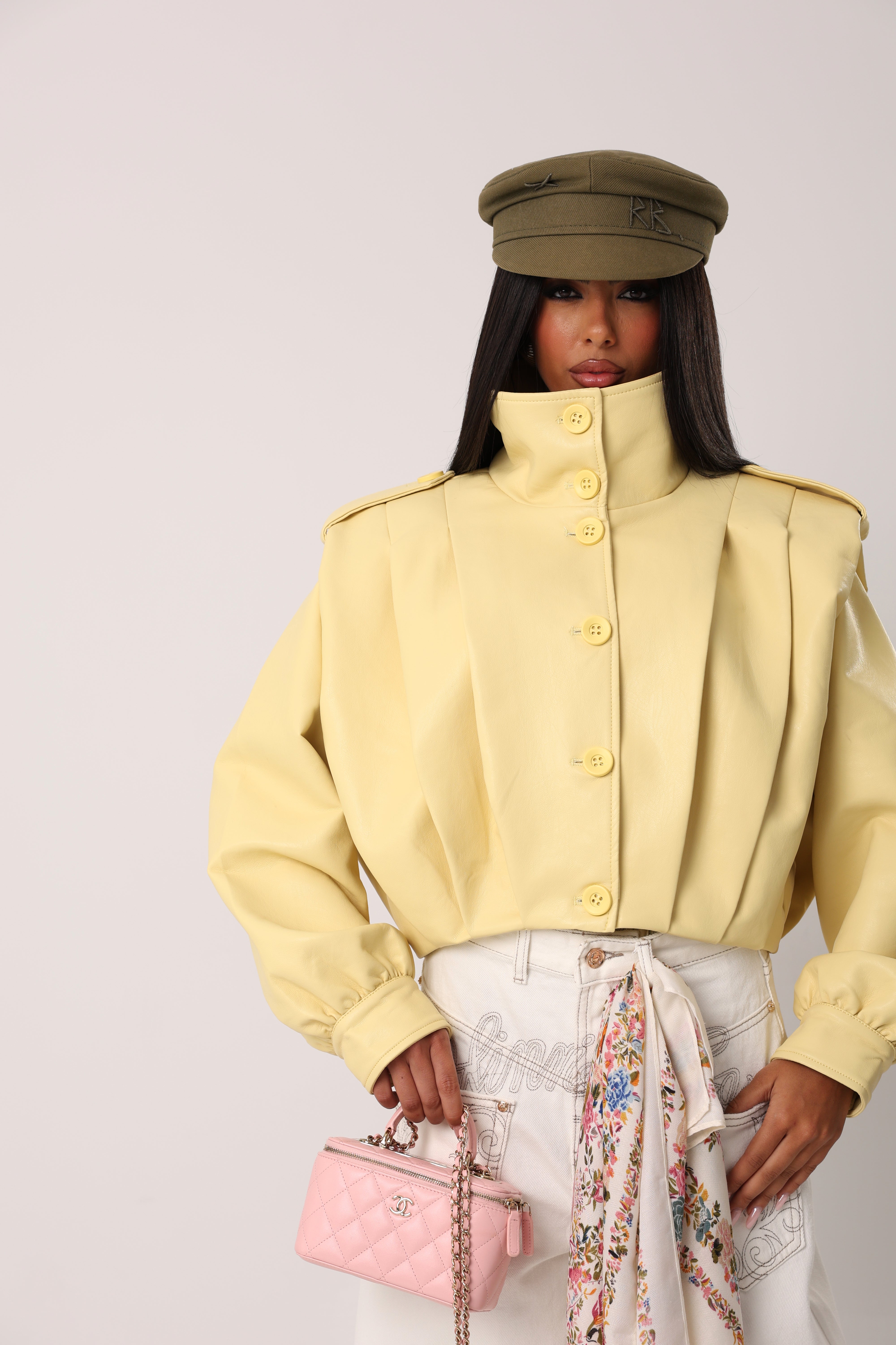 GIUBBINO ECOPELLE MAUVE GIALLO