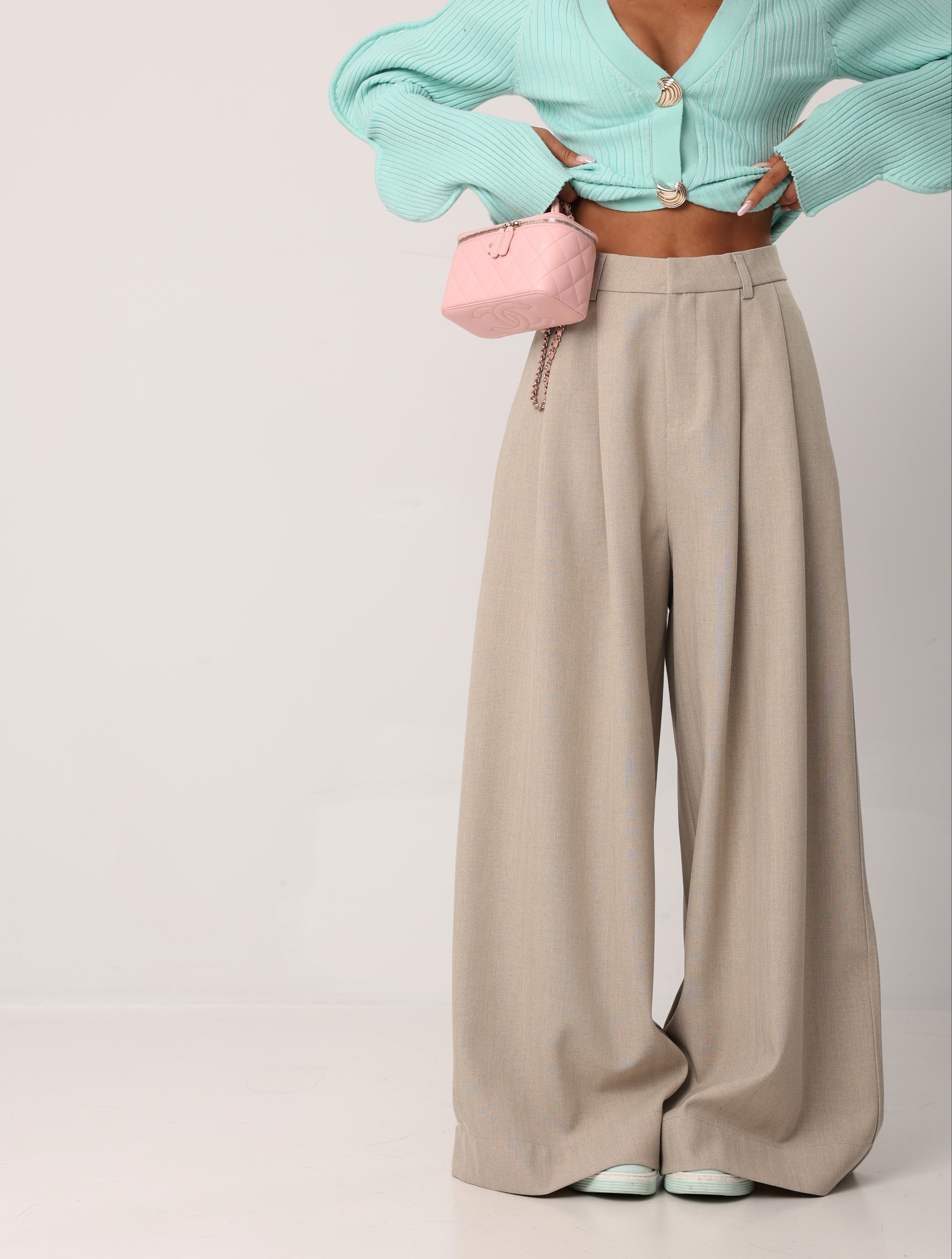 PANTALONI FLARIS BEIGE