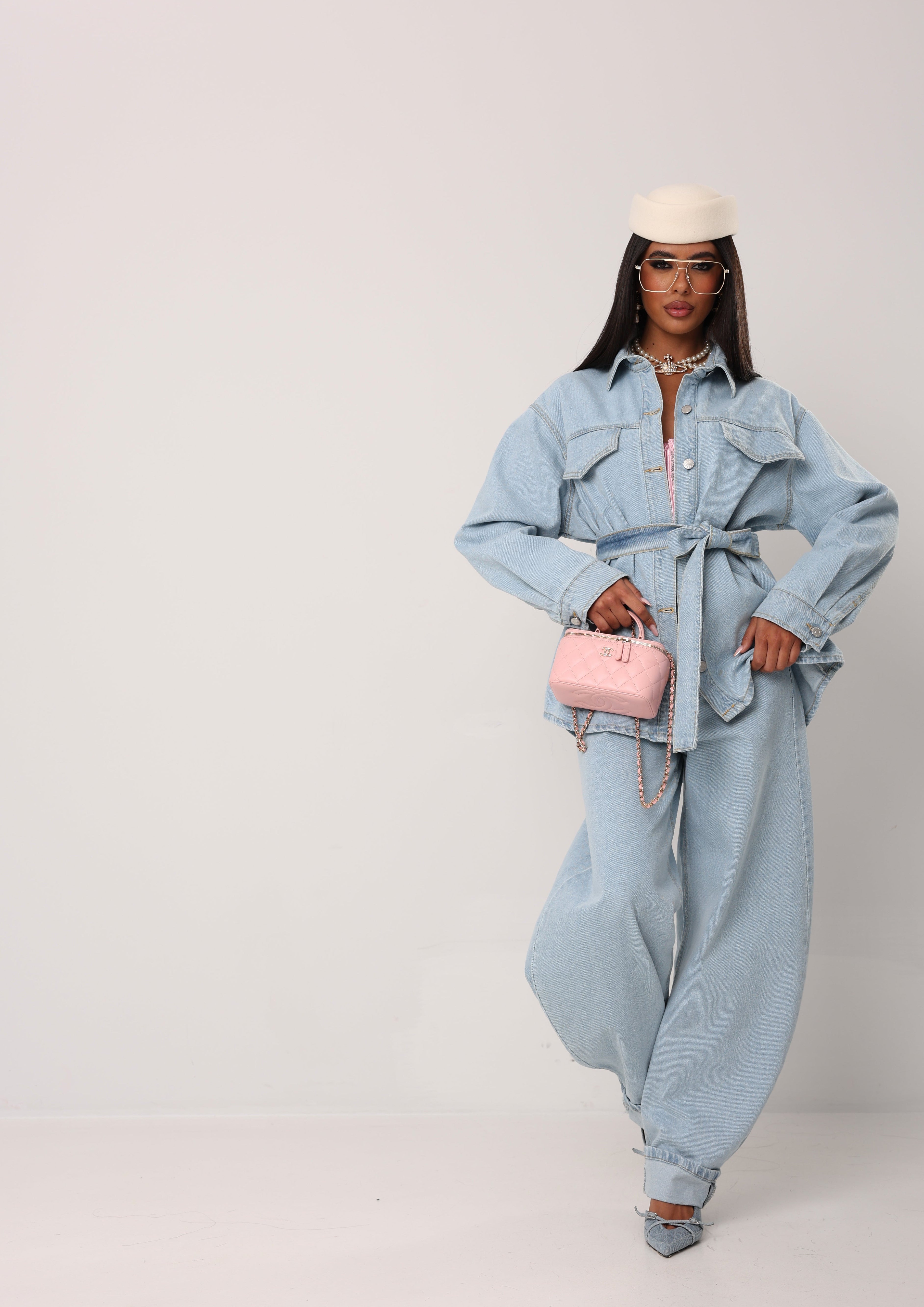 CAMICIA SAROJA DENIM CHIARO + CINTURA