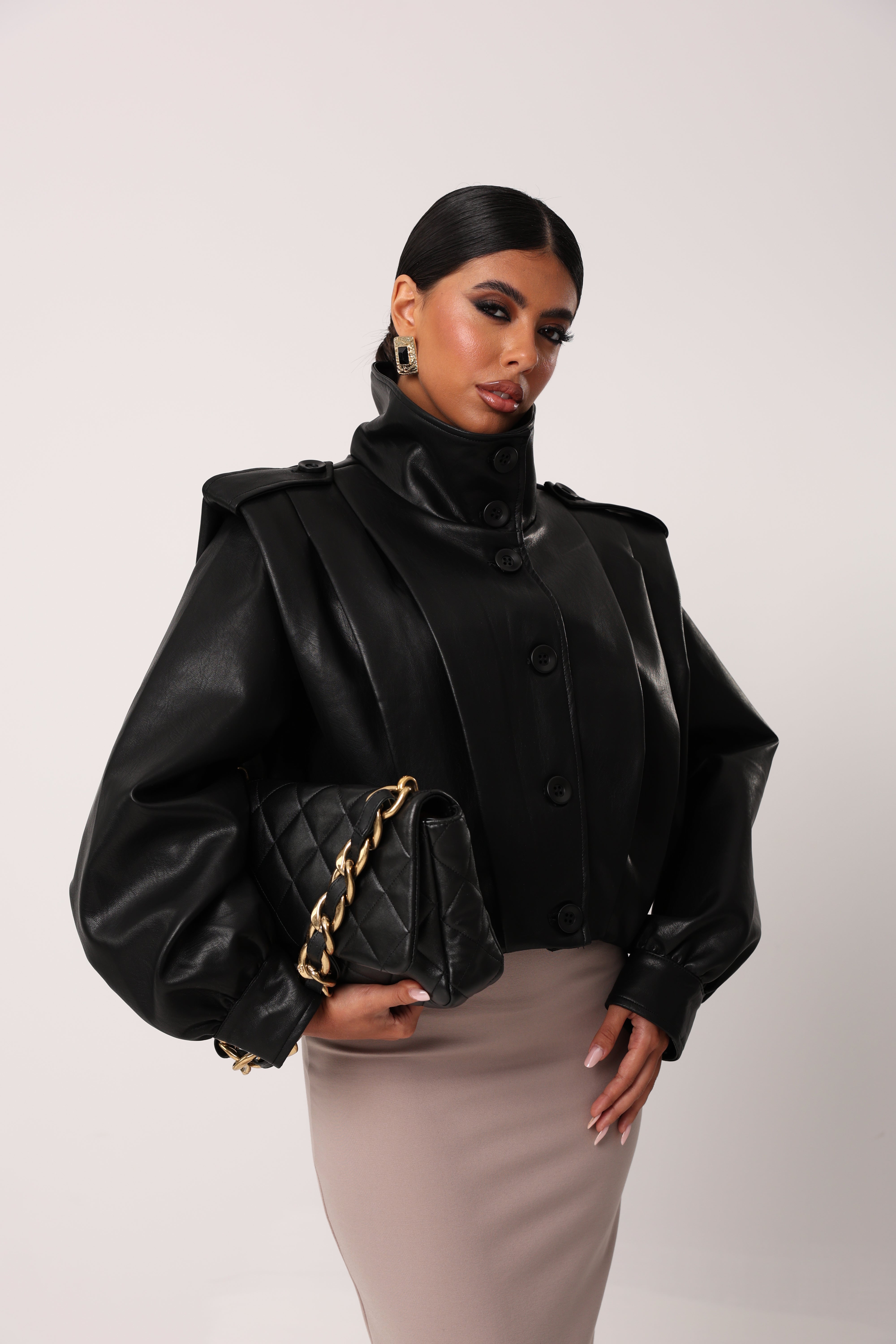 GIUBBINO ECOPELLE MAUVE NERO