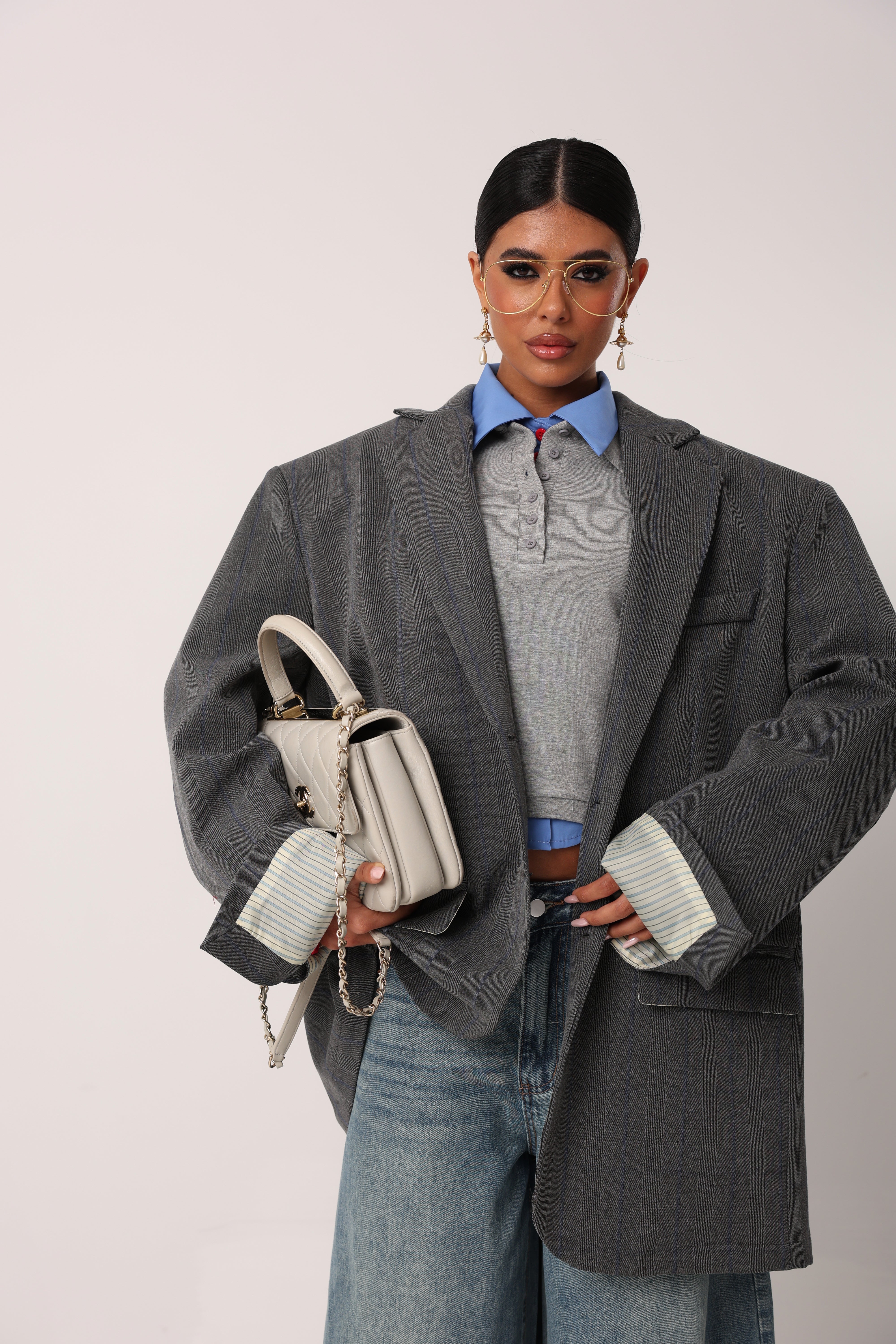 BLAZER RIGHE BAKUL GRIGIO ANTRACITE