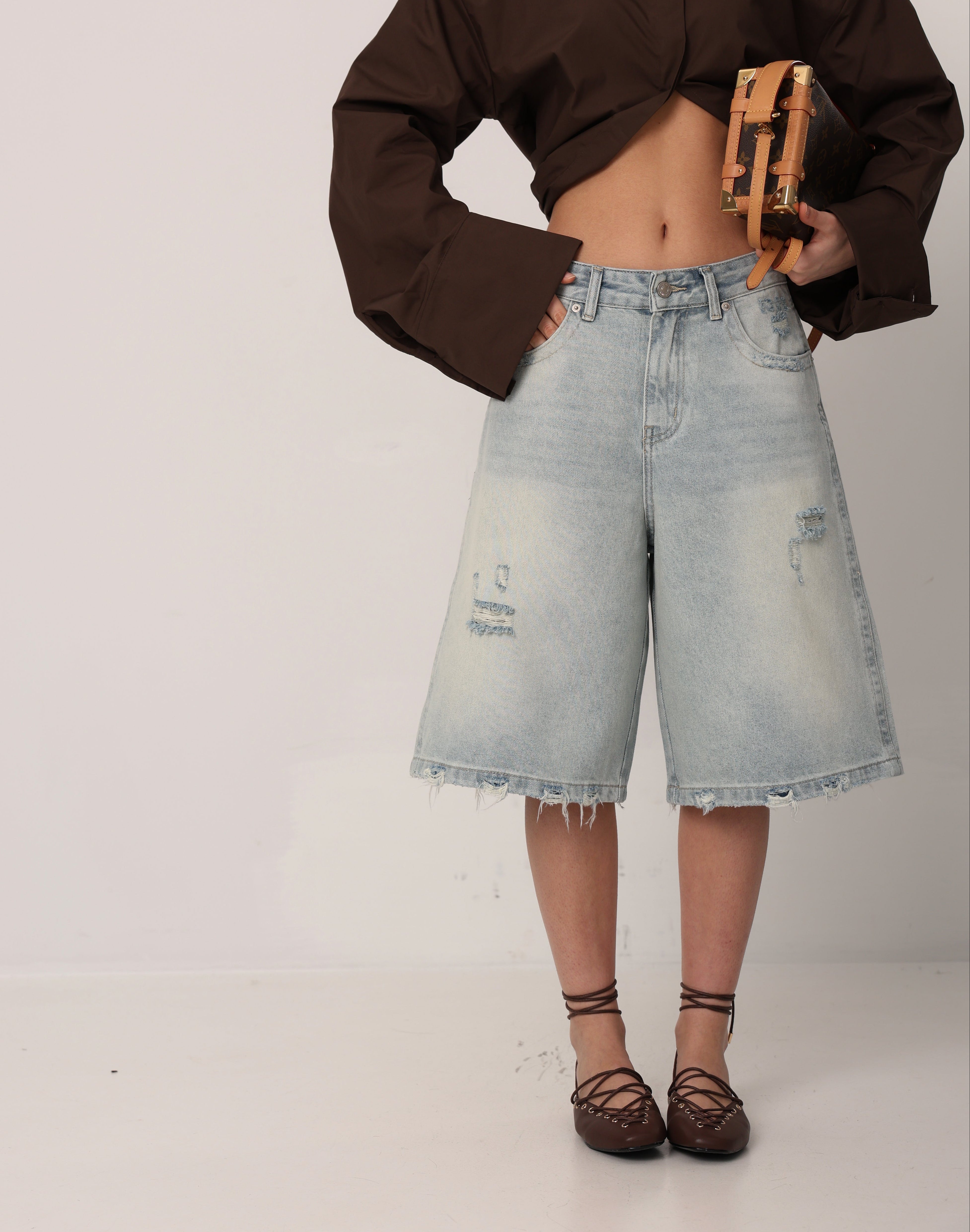 BERMUDA ROTTURE MEDRA DENIM CHIARO