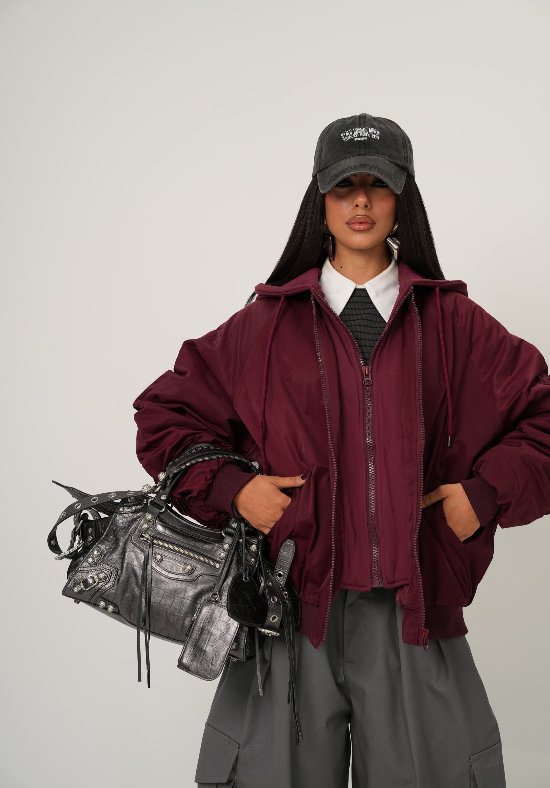 Bomber cappuccio London bordeaux