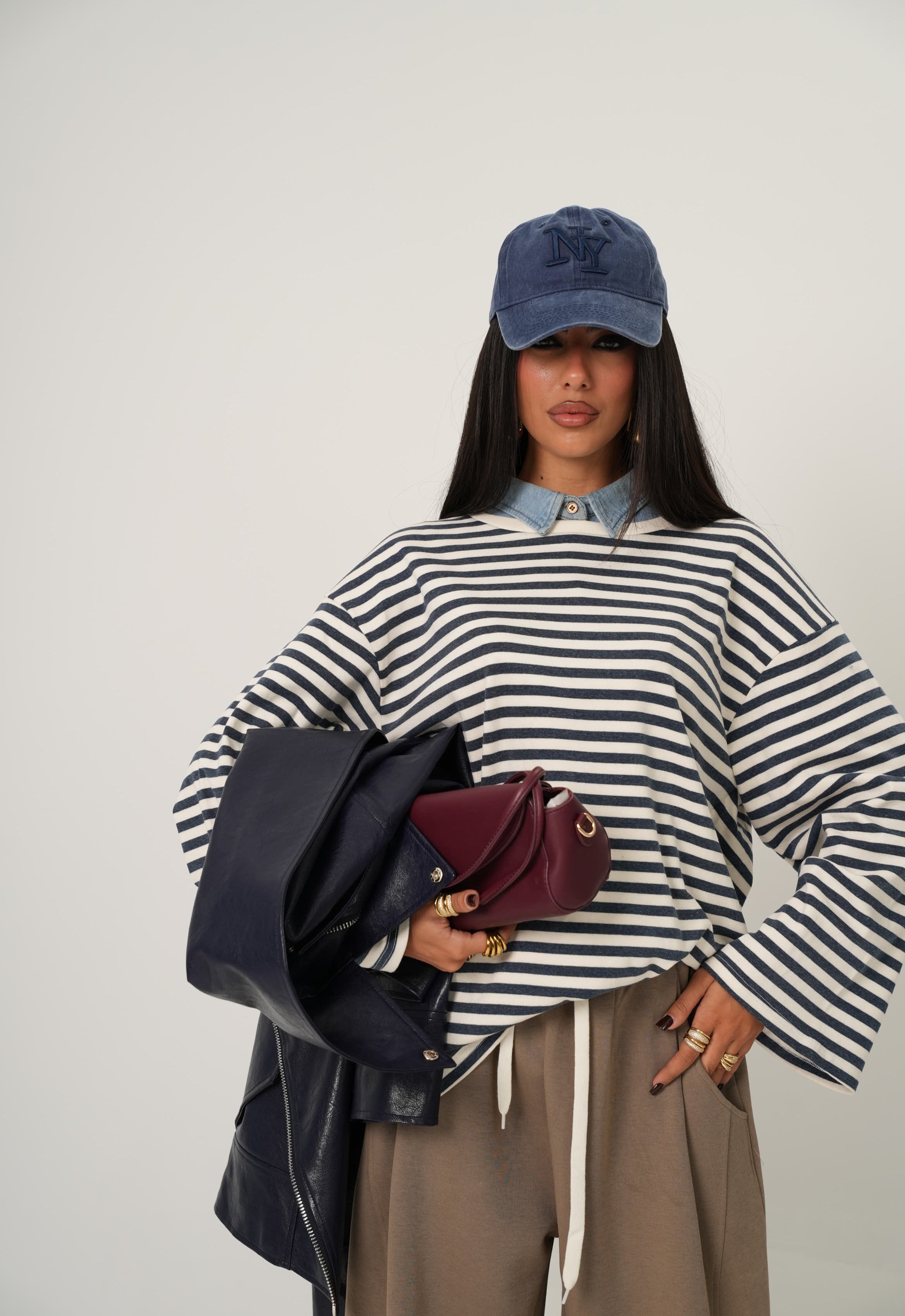 Maglia righe Eluna bianca/blu