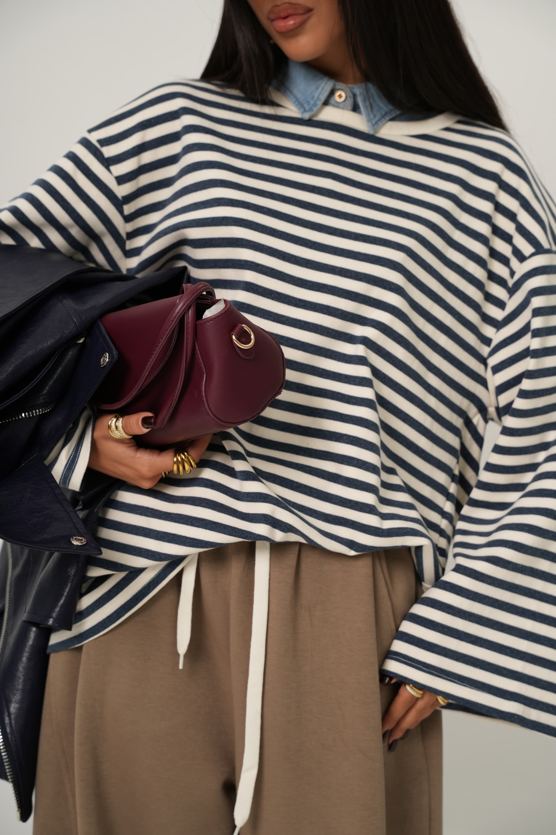 Maglia righe Eluna bianca/blu