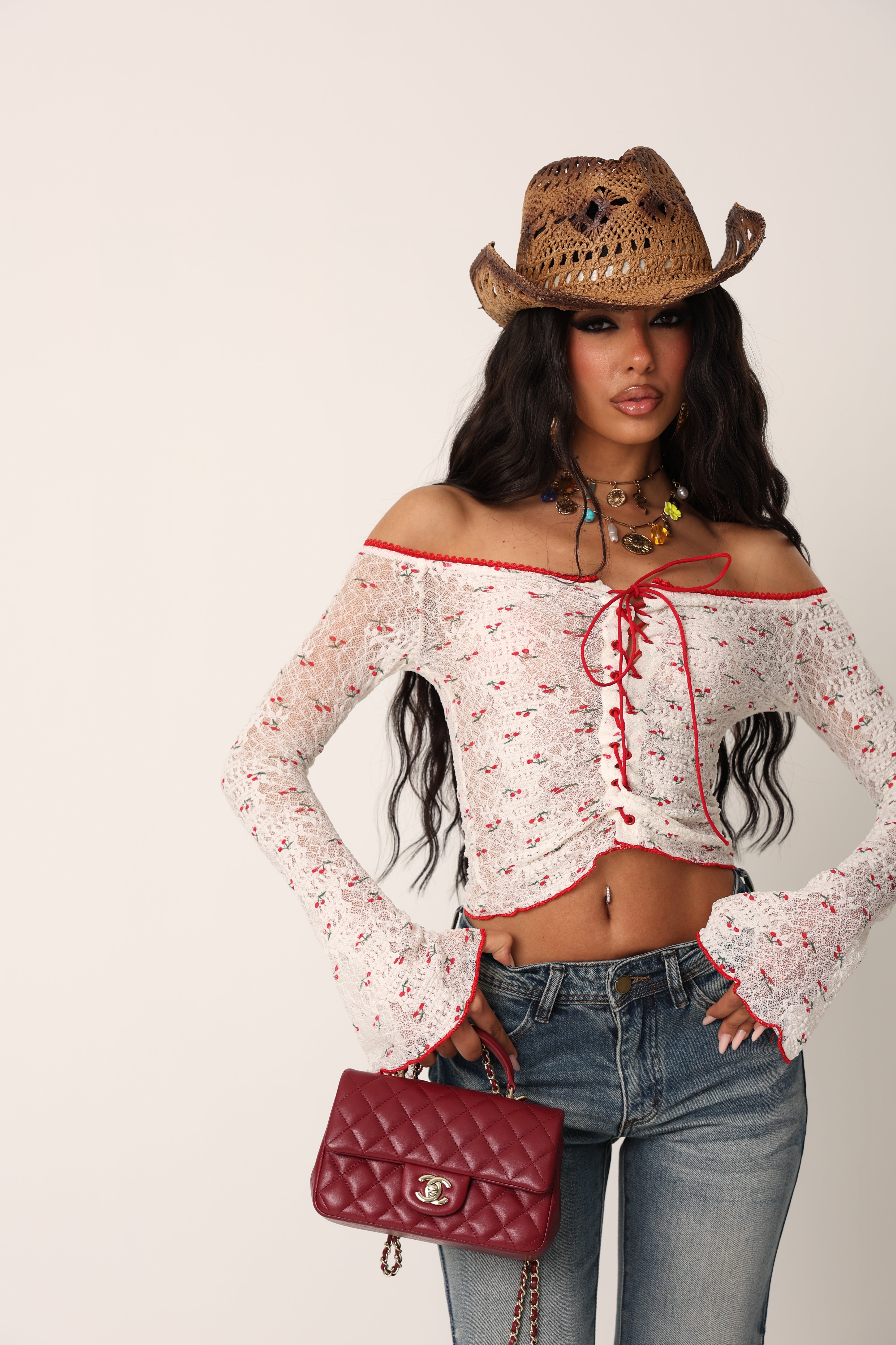 MAGLIA CILIEGIE MICHELLE PANNA/ROSSA