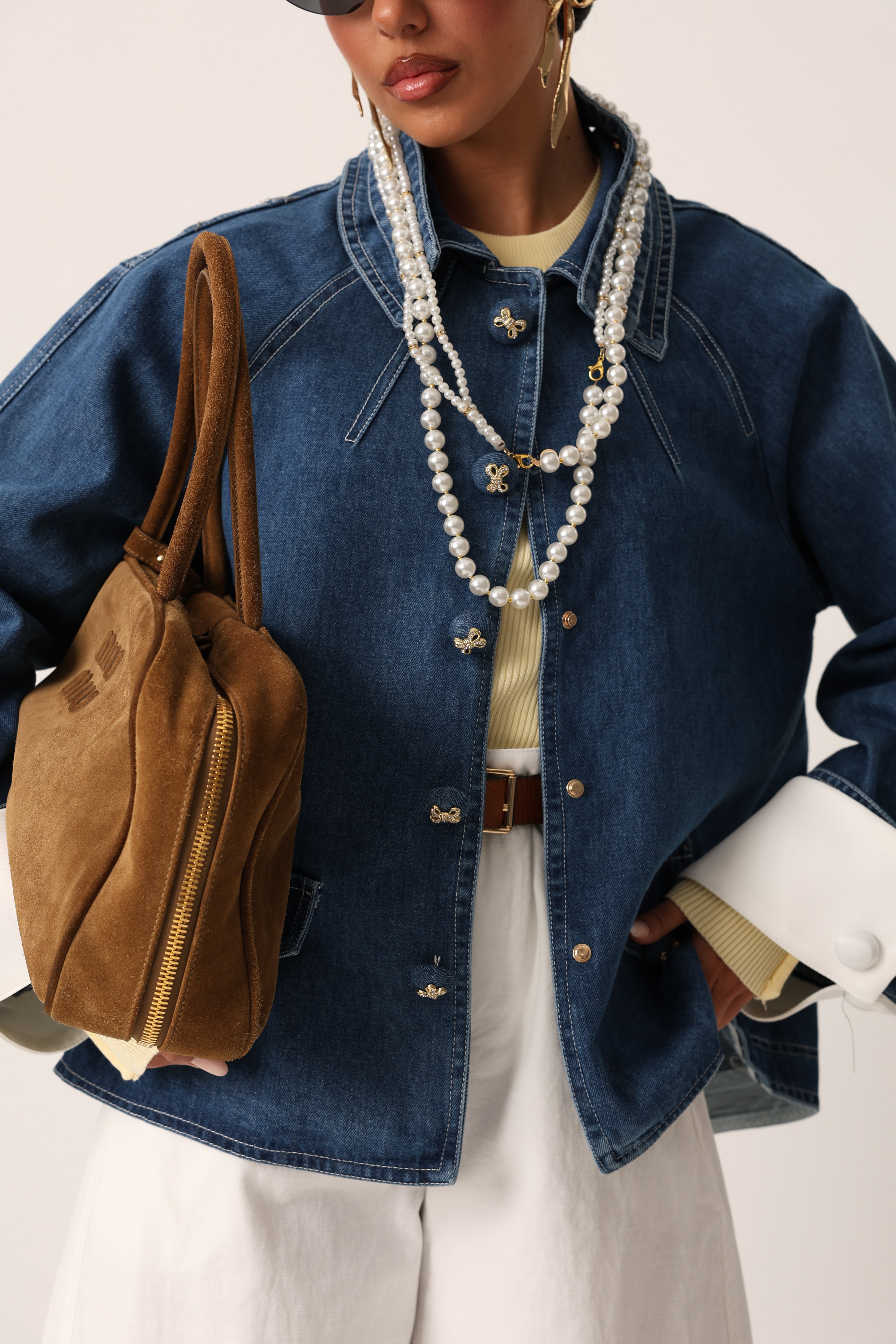 GIACCA PERLE SHELBY DENIM BLUE
