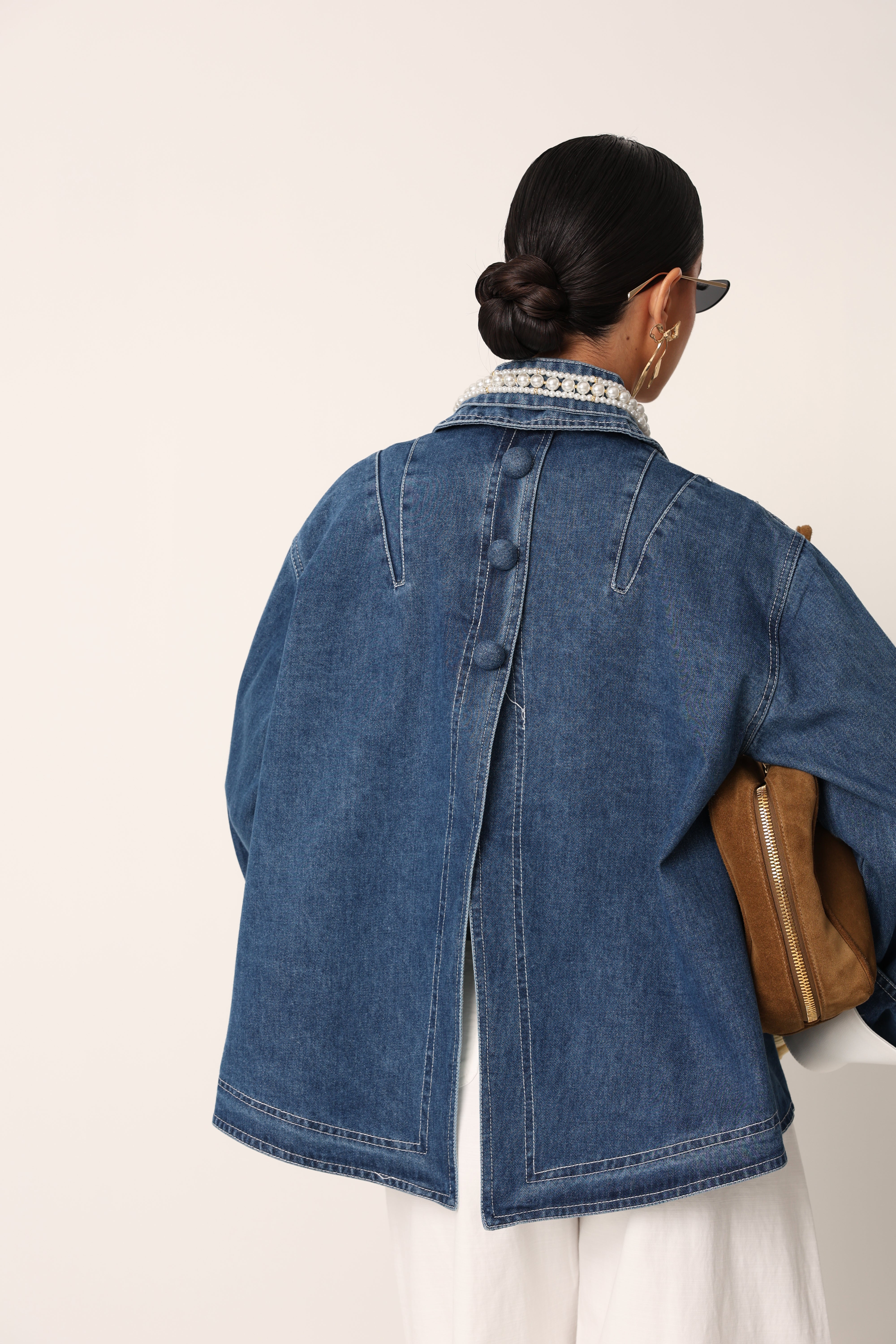 GIACCA PERLE SHELBY DENIM BLUE