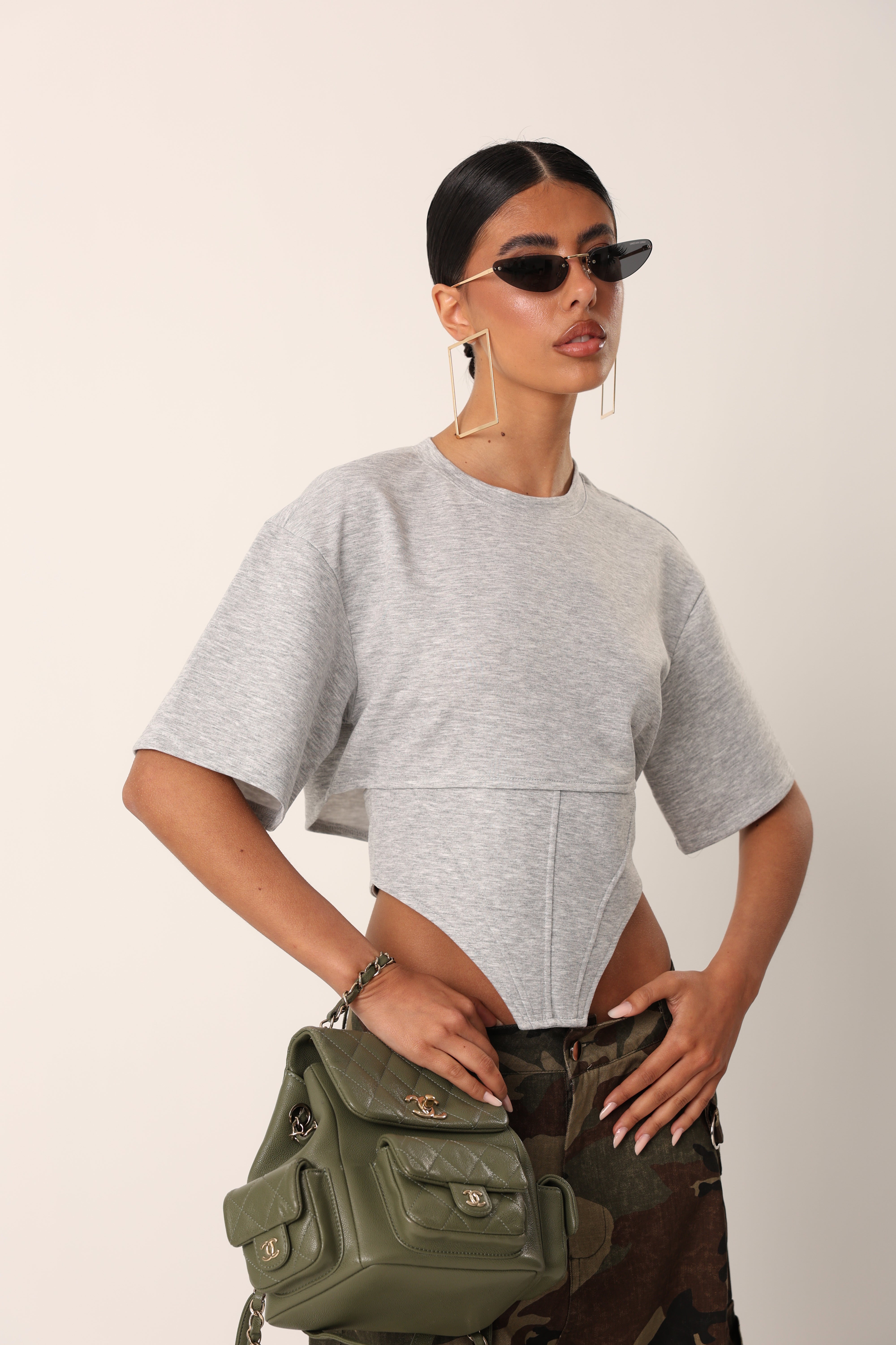 T-SHIRT BUSTINO CONNY GRIGIA