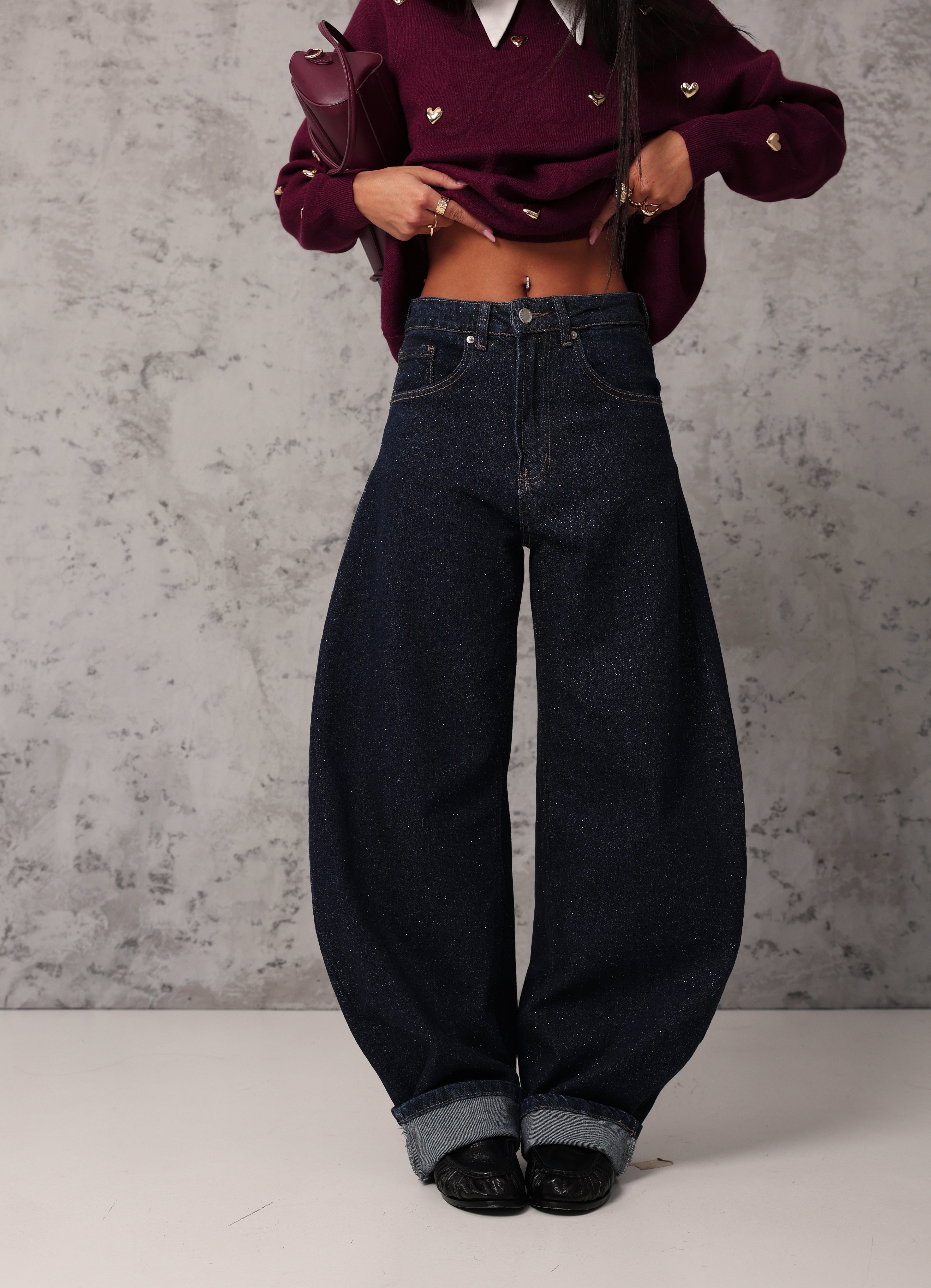 JEANS BRILLANTINATO AMALY DENIM SCURO