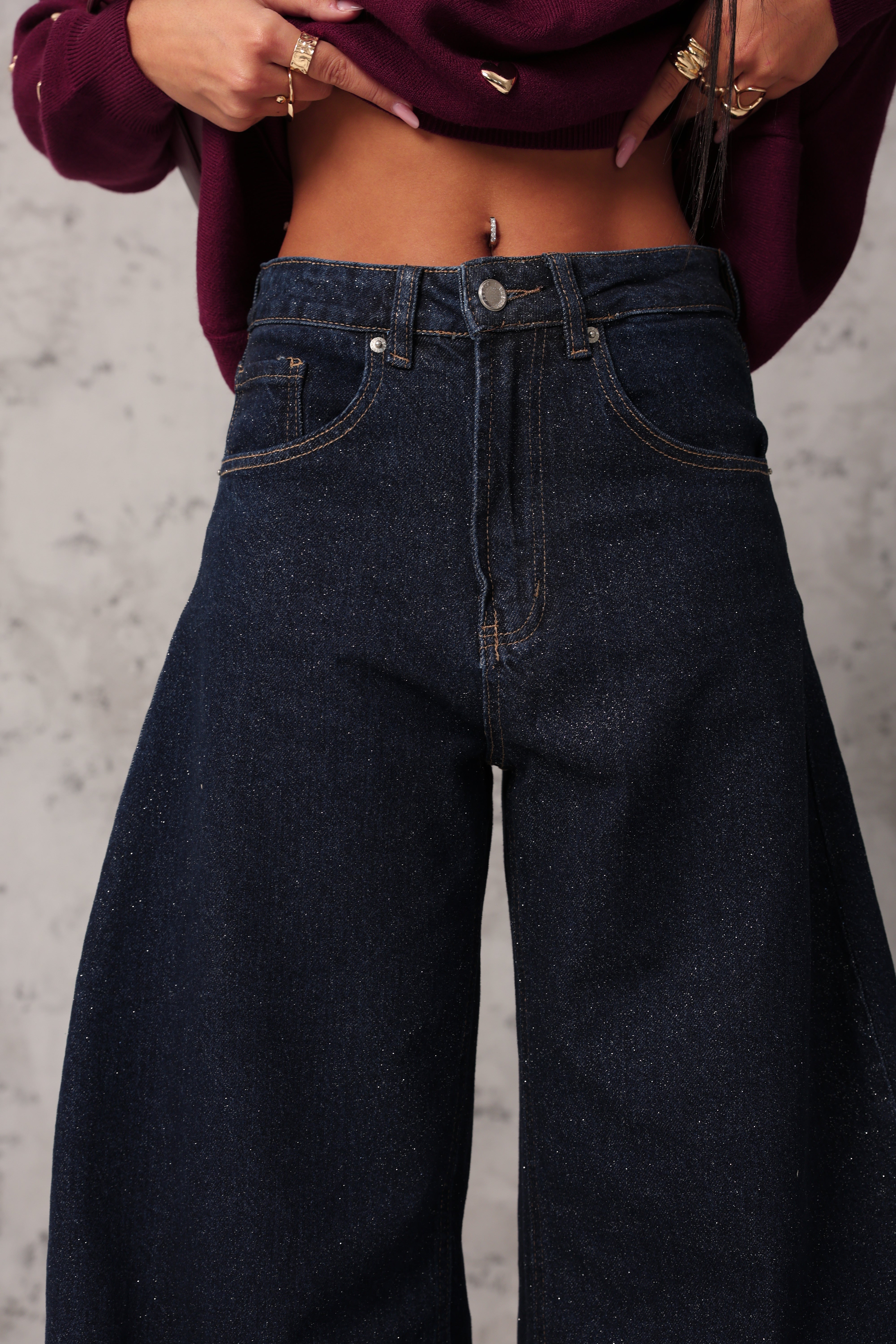 JEANS BRILLANTINATO AMALY DENIM SCURO