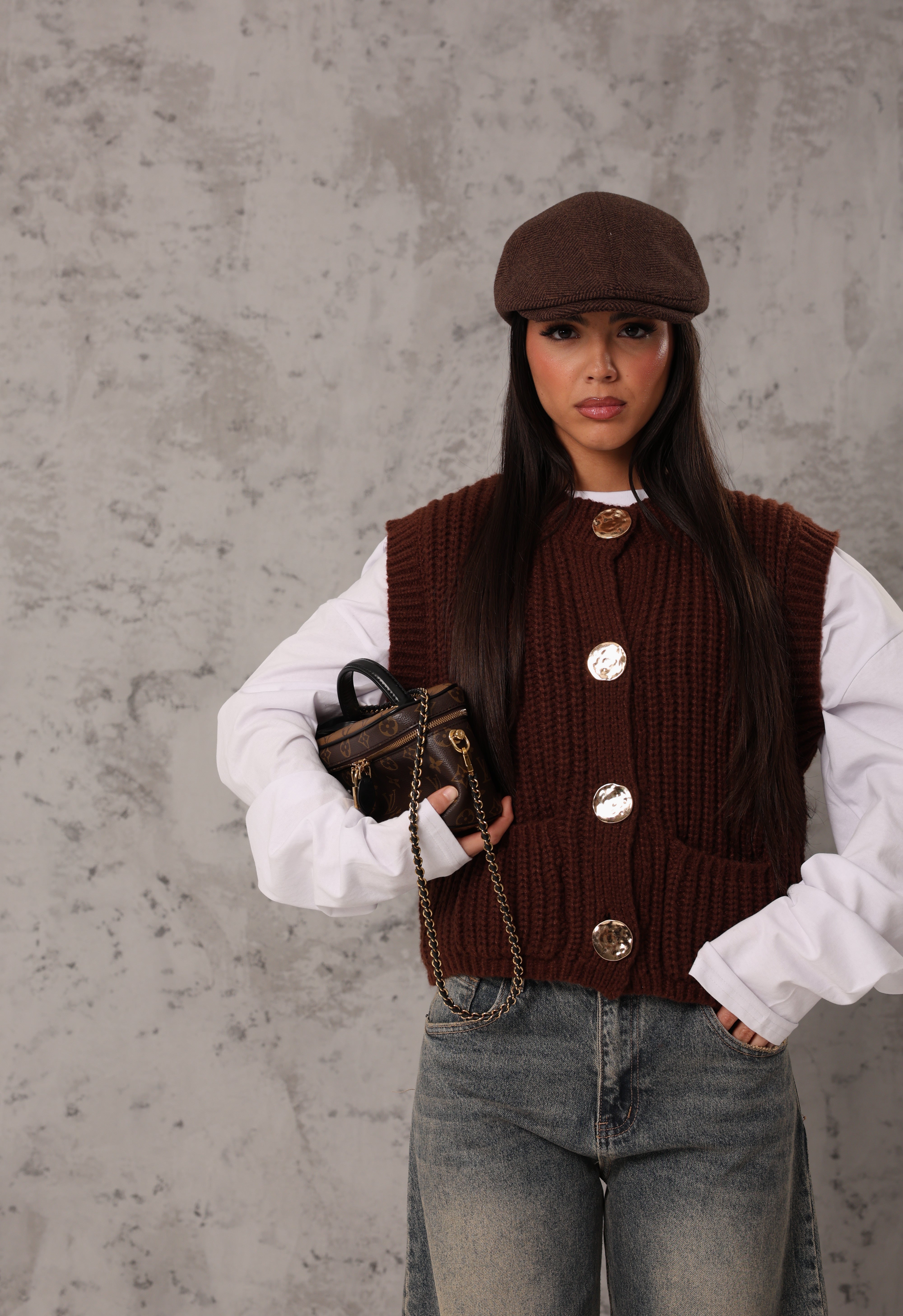 GILET EVELYN MARRONE