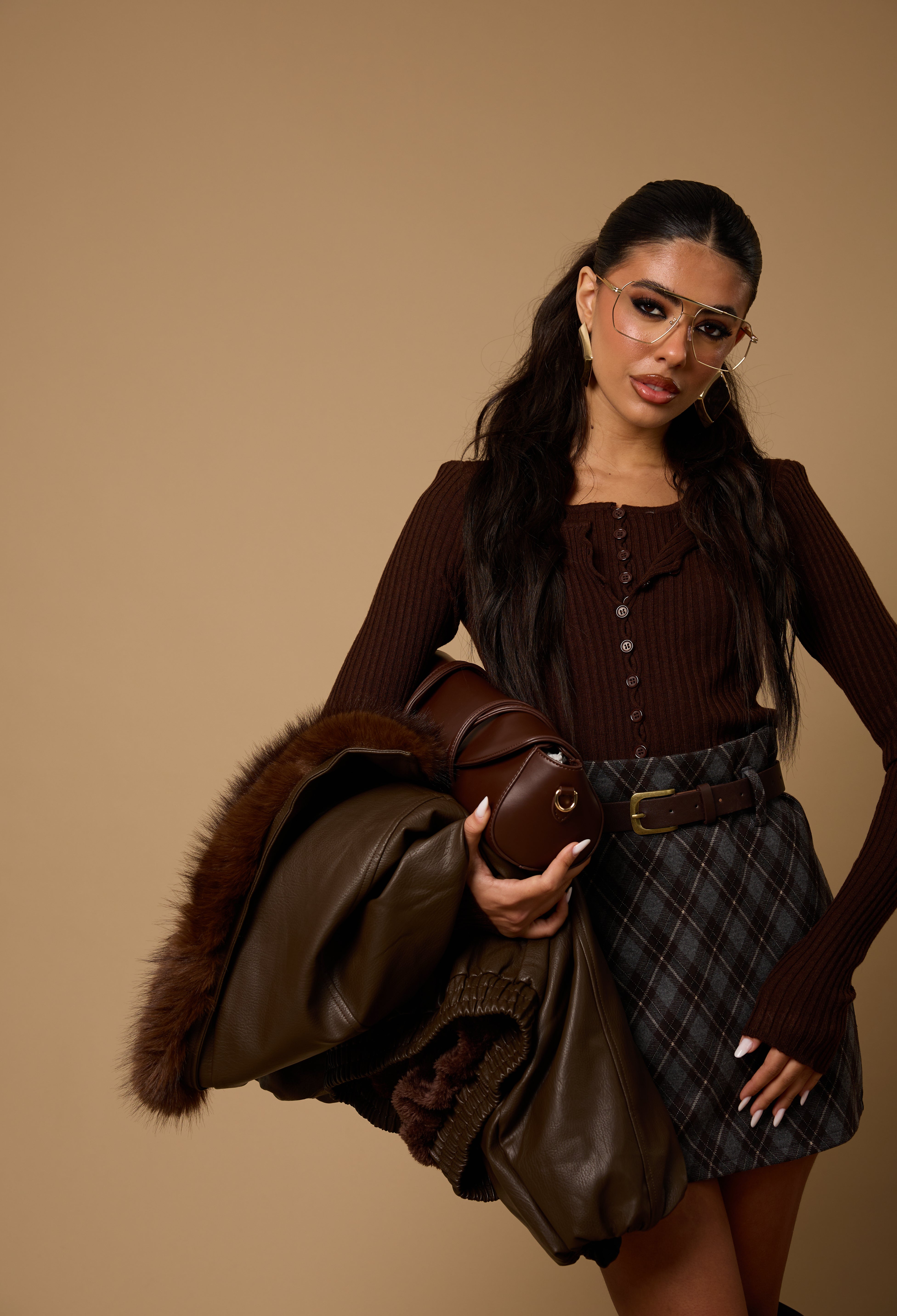 MAGLIETTINA SPALLINE LULU MARRONE