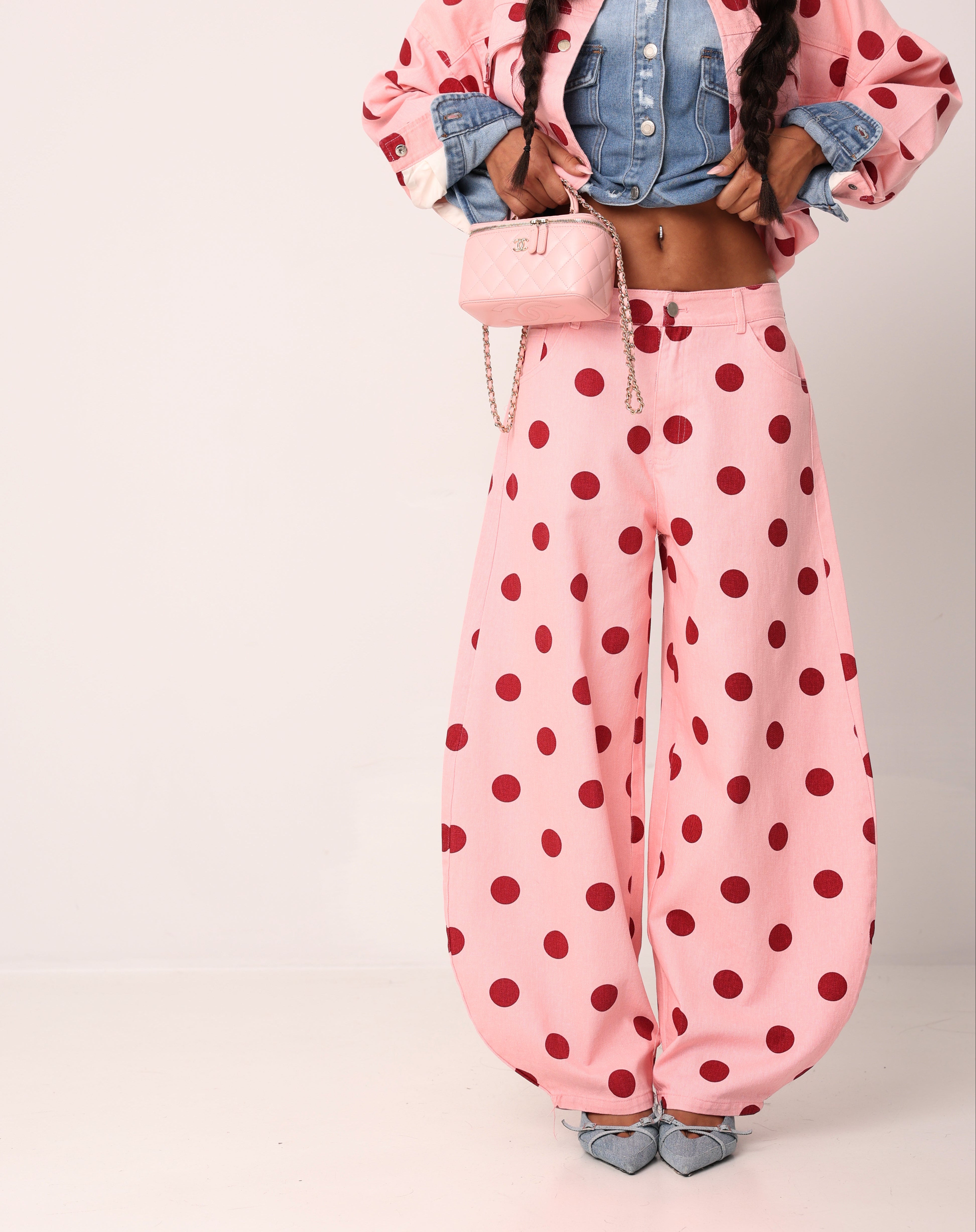 COORDINATO POIS MILES ROSA/BORDEAUX