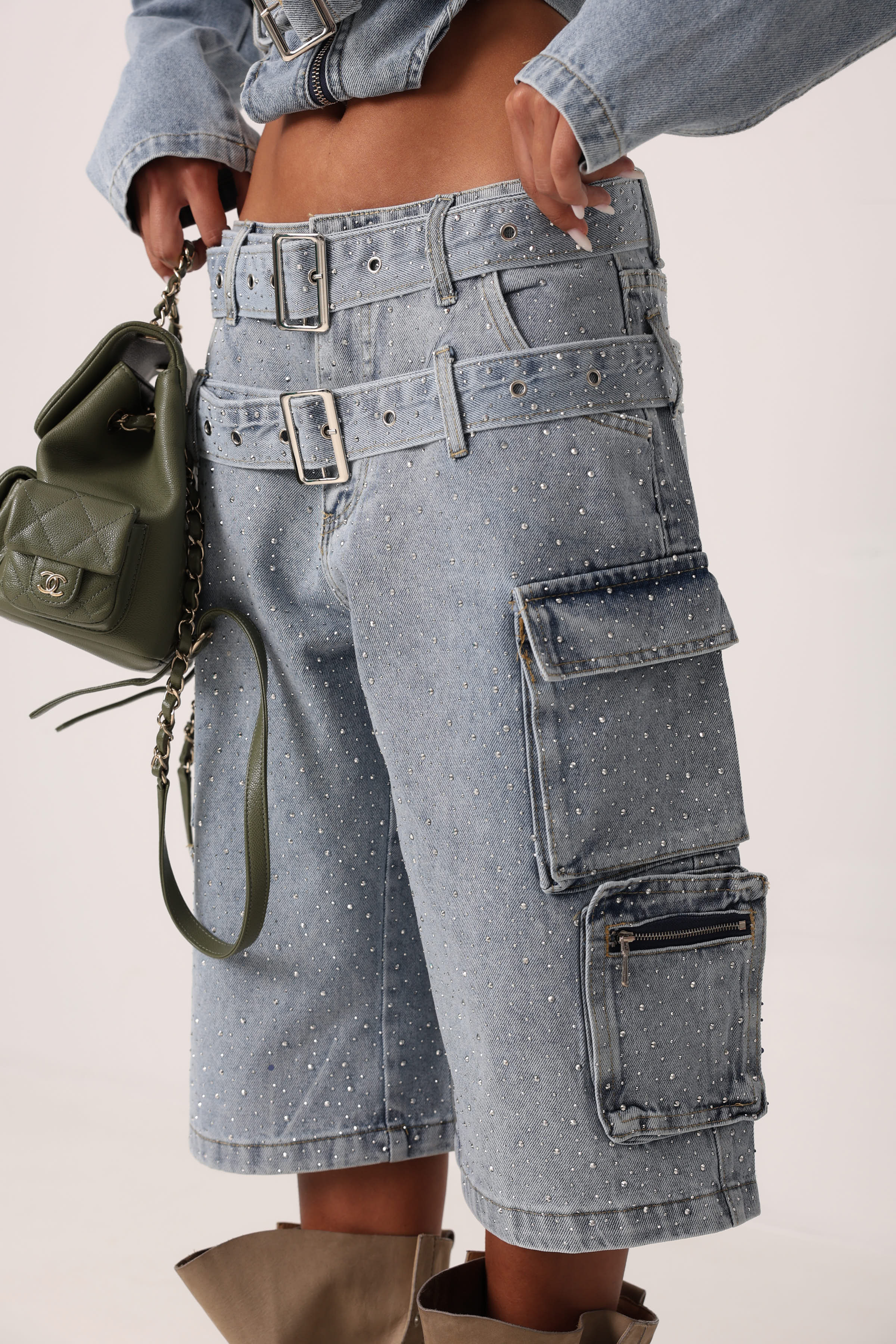 BERMUDA BRILLANTINATO GIOIA DENIM BLUE