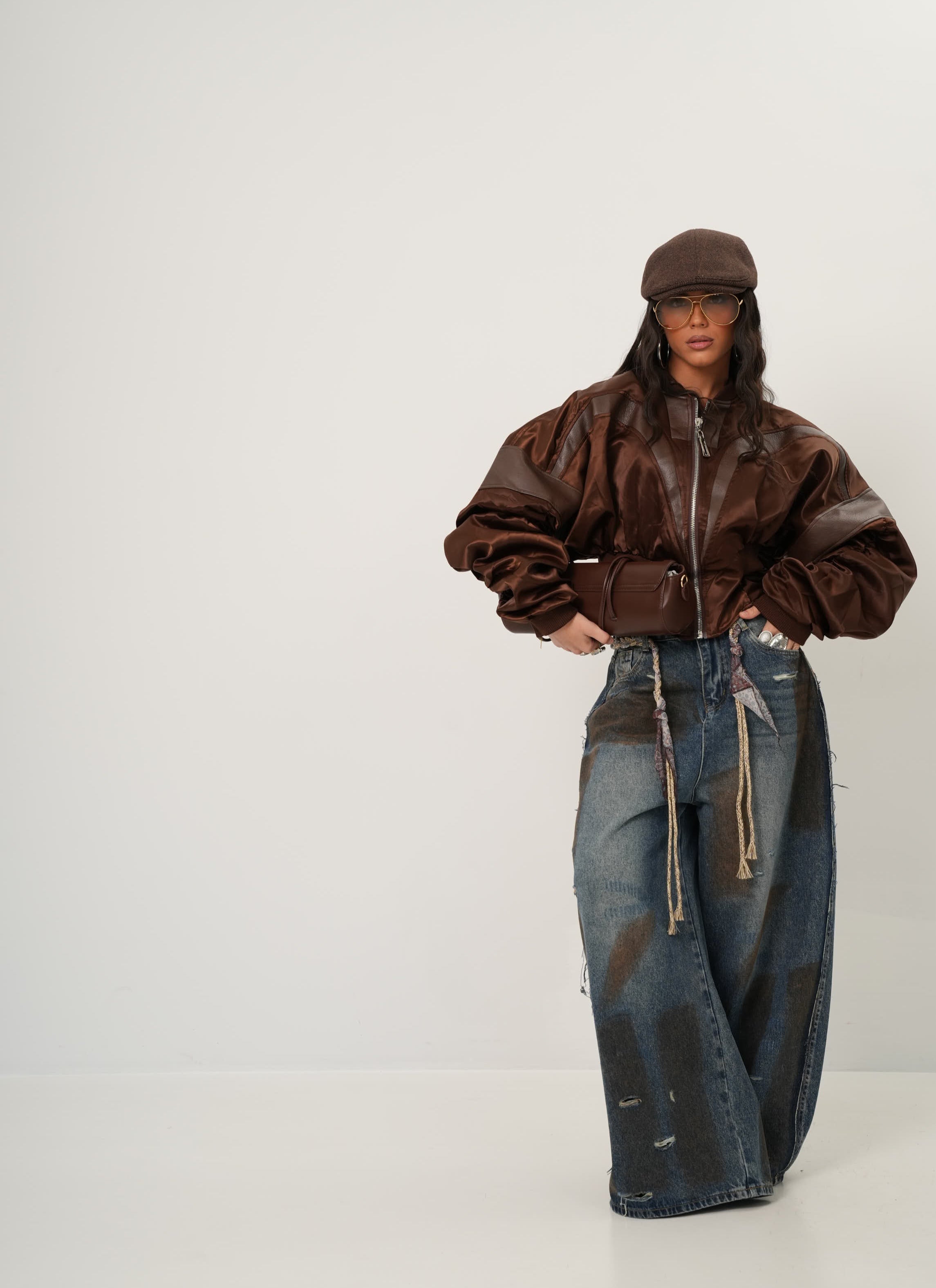 JEANS SFUMATO CLOWE + TRECCIA FOULARD