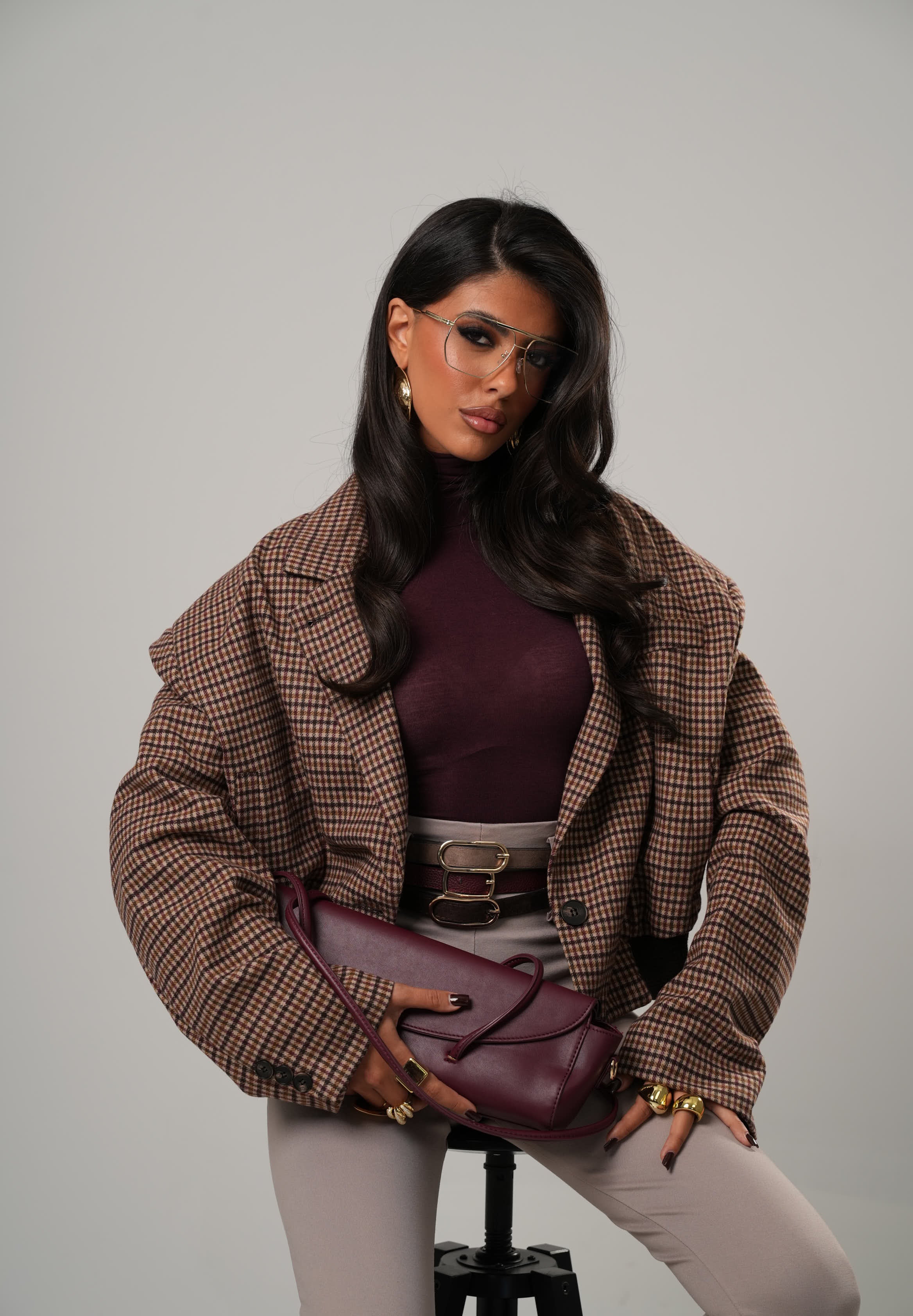 BOMBER PIED DE POULE JOIS BEIGE BY LUMINA