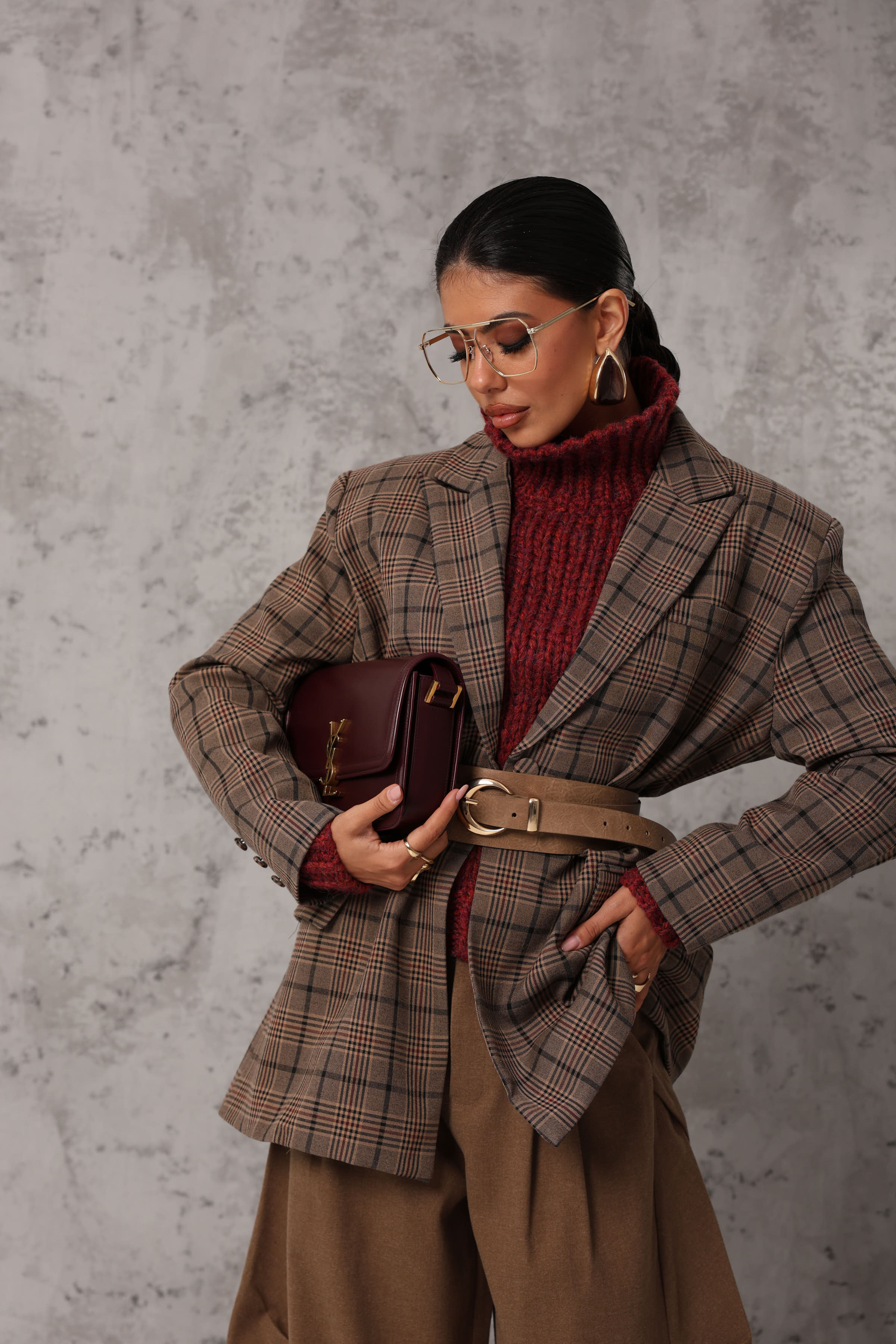 BLAZER PRINCIPE DI GALLES VIVIANA TAUPE