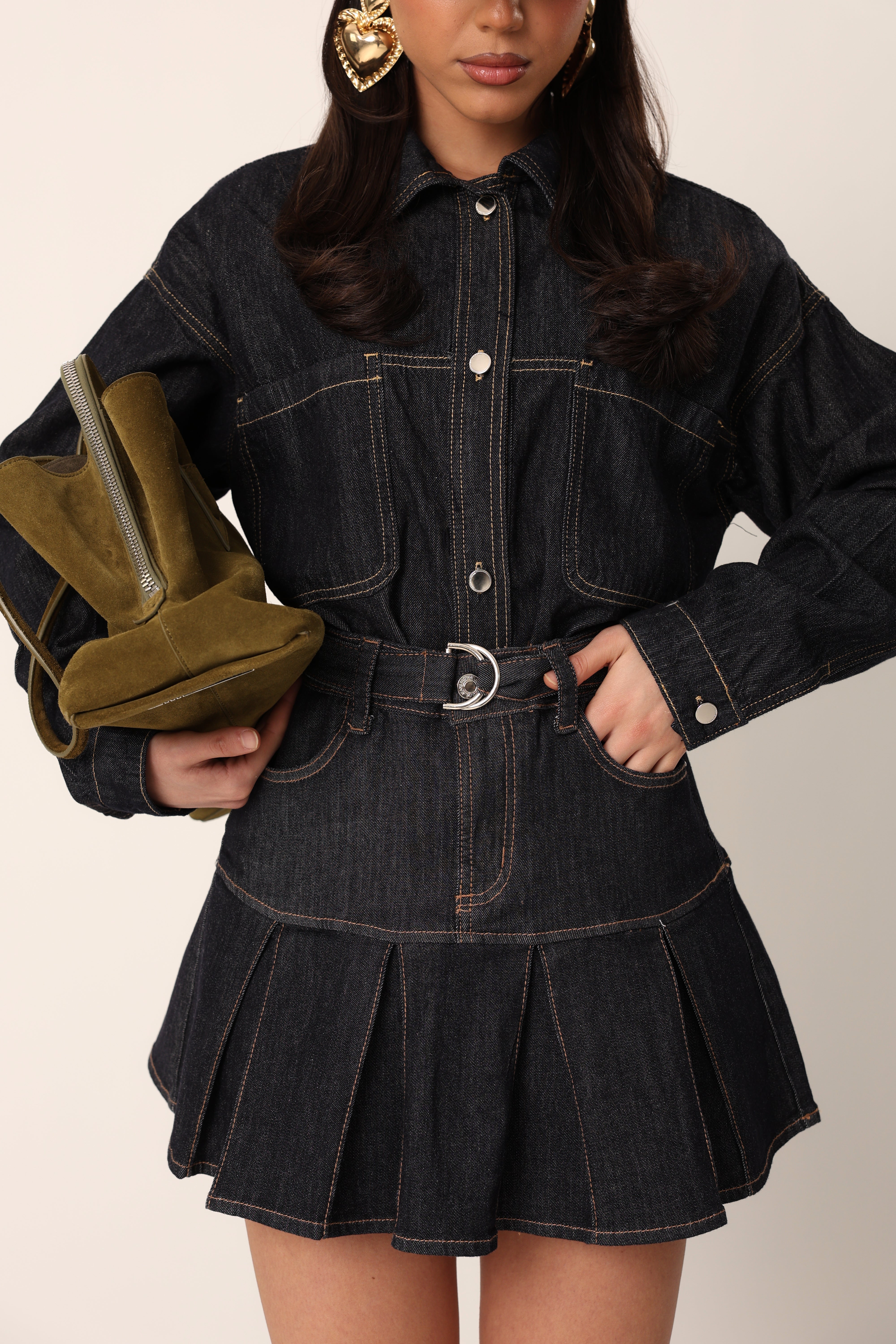 CAMICIA BOTTONI VALERIA DENIM SCURO