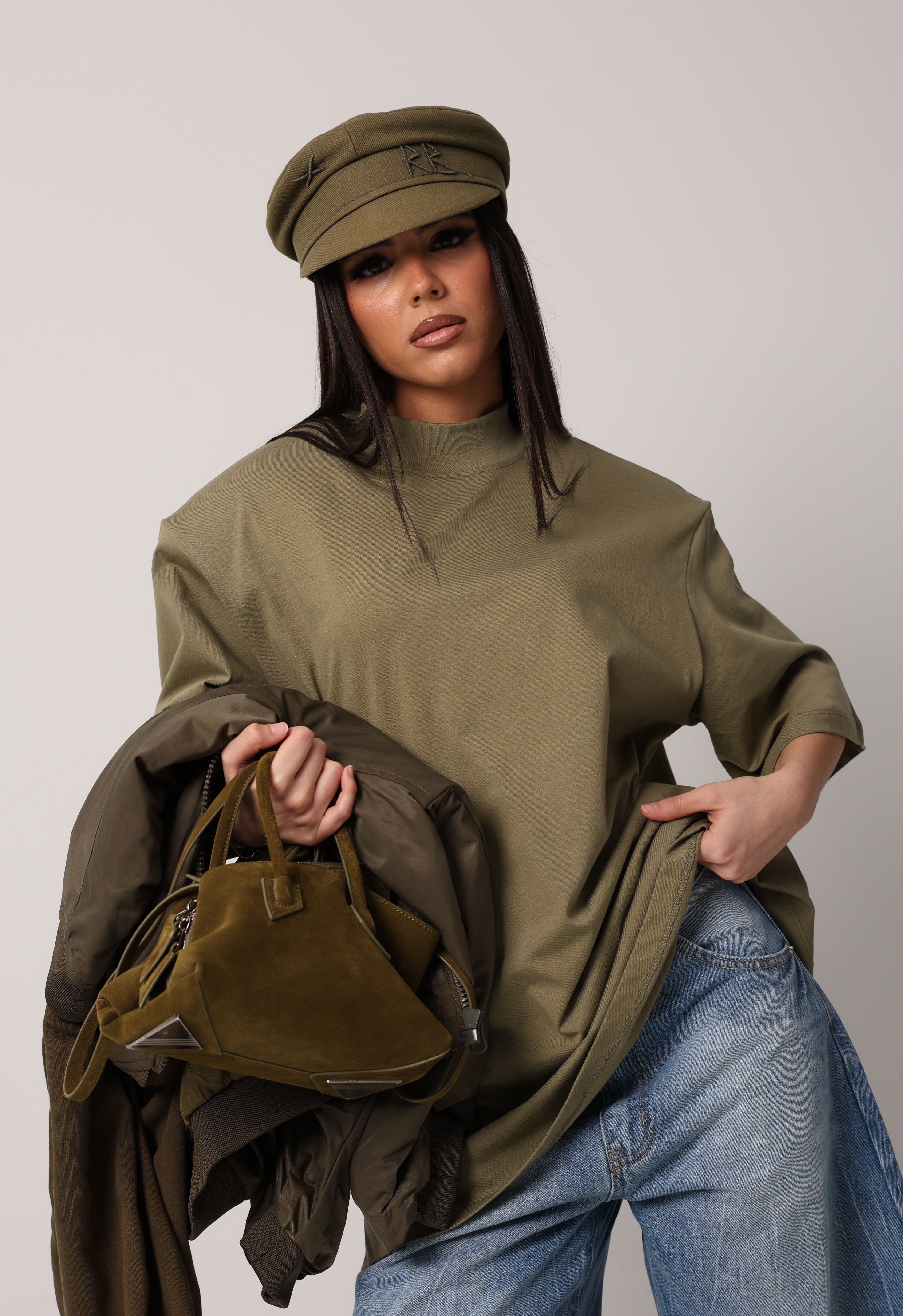 T-SHIRT SPALLINE CARLENE VERDE MILITARE