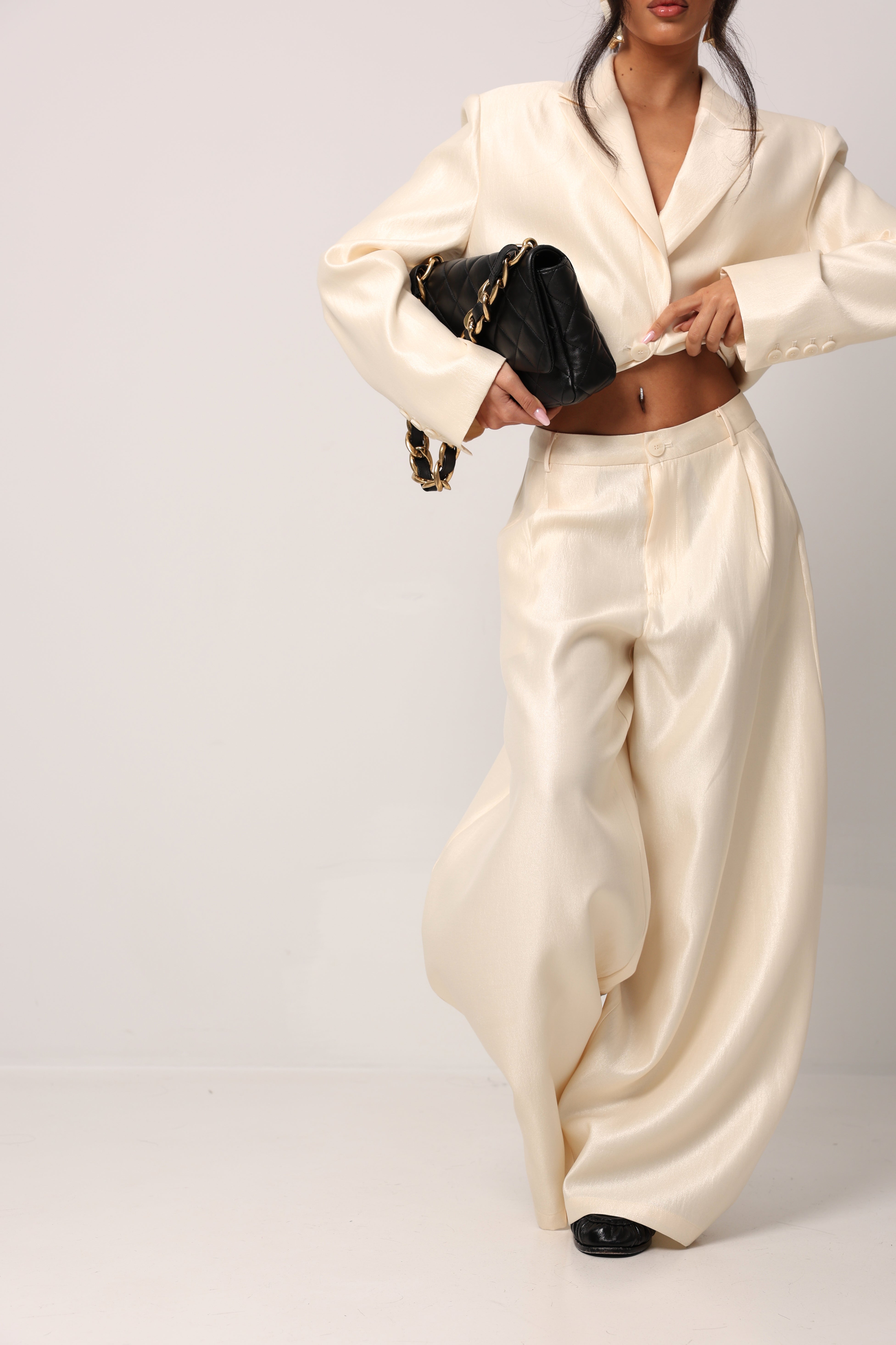 PANTALONI SATINATI RAY CREMA BY LUMINA