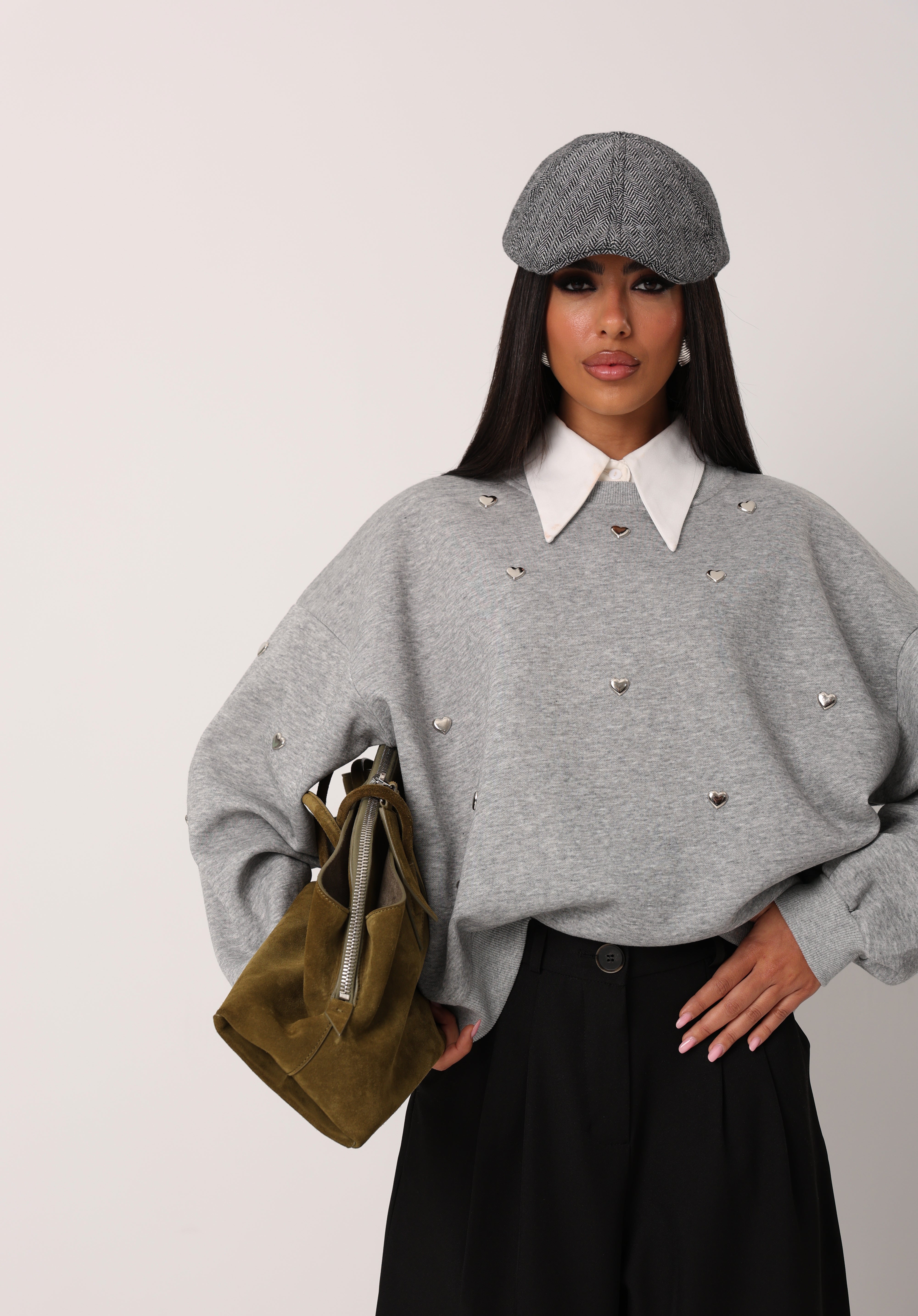 FELPA CUORICINI SILVIE GRIGIA