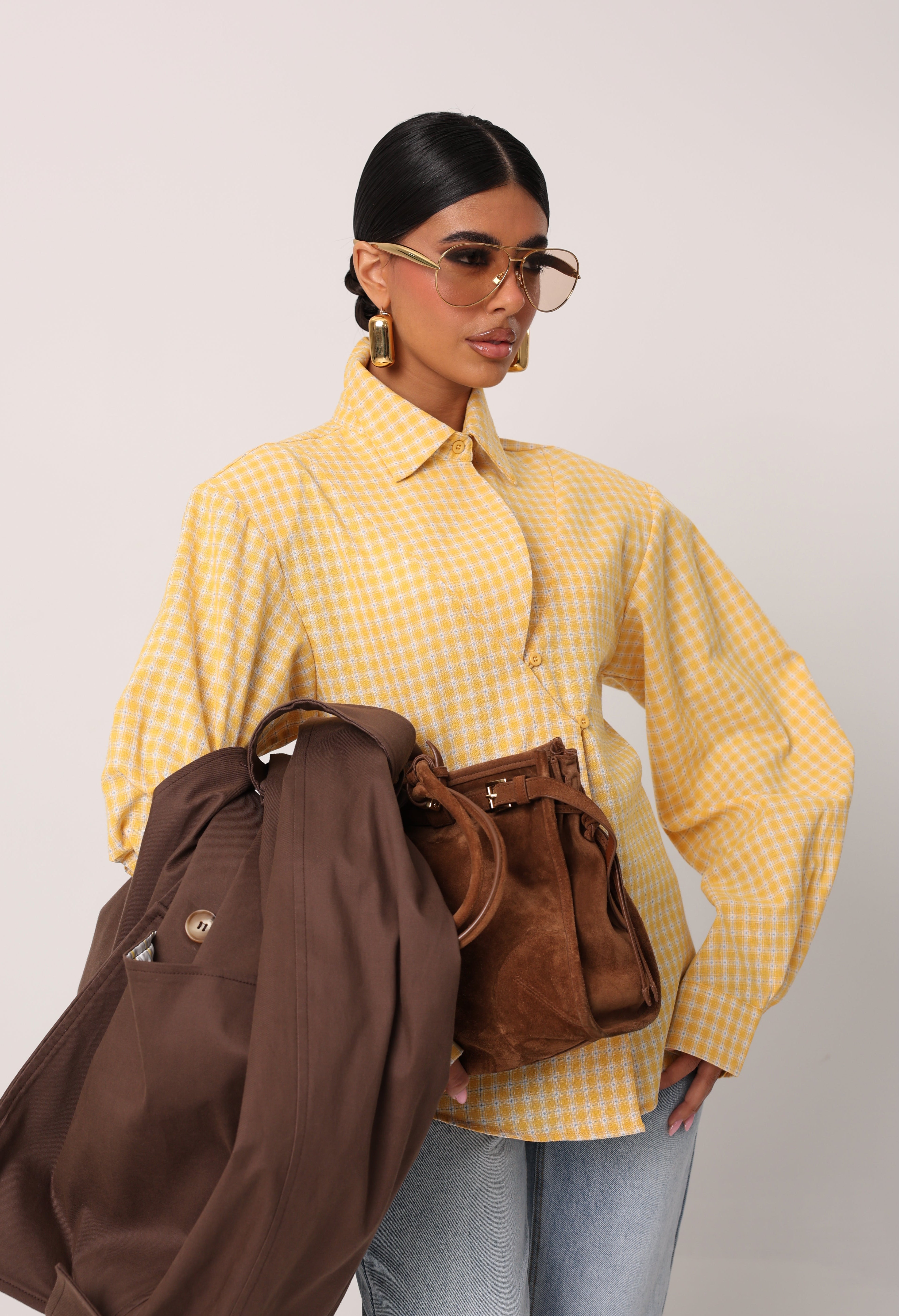 CAMICIA QUADRETTI ANNIE GIALLA