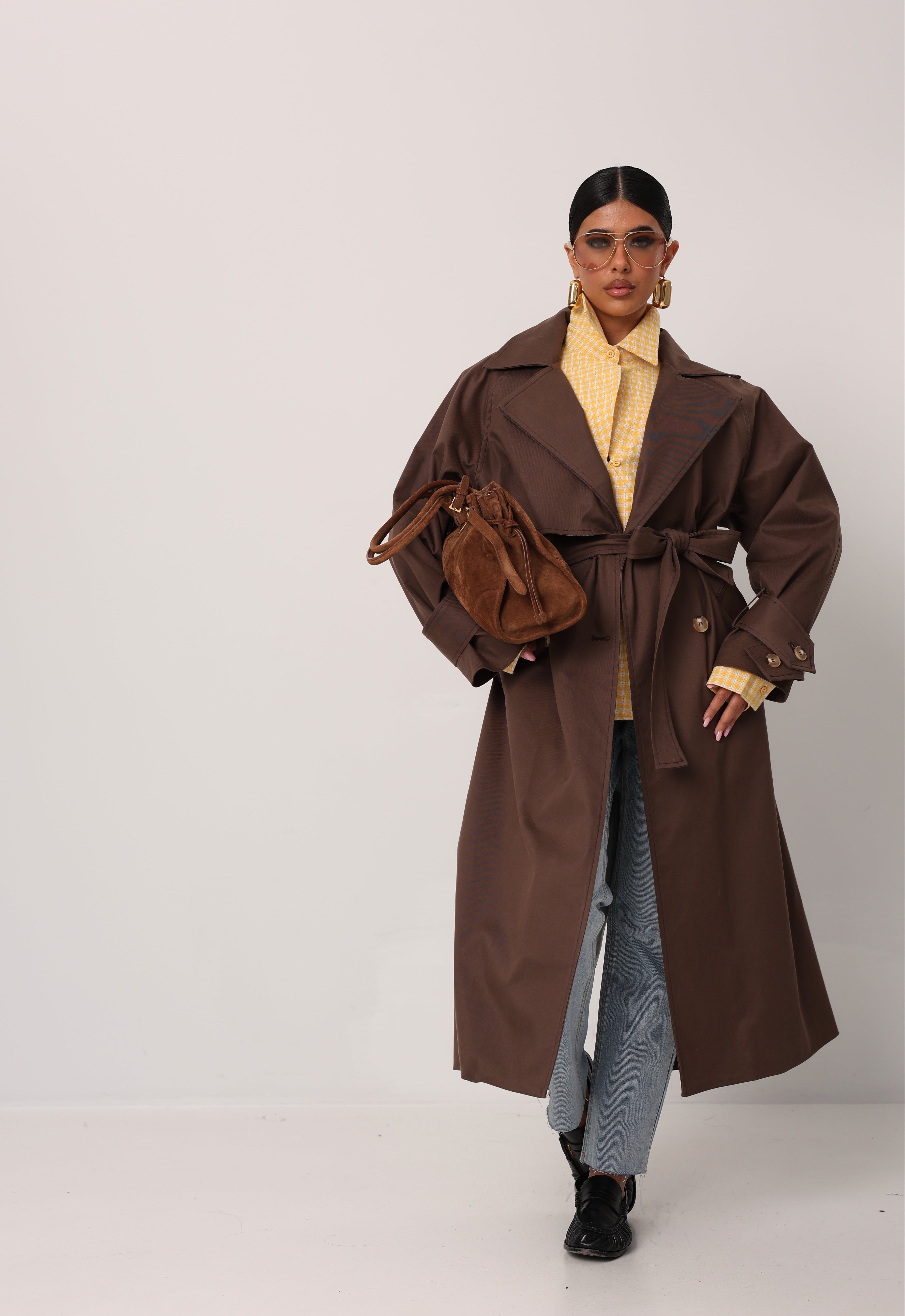 TRENCH LUNGO EILEEN MARRONE  BY LUMINA