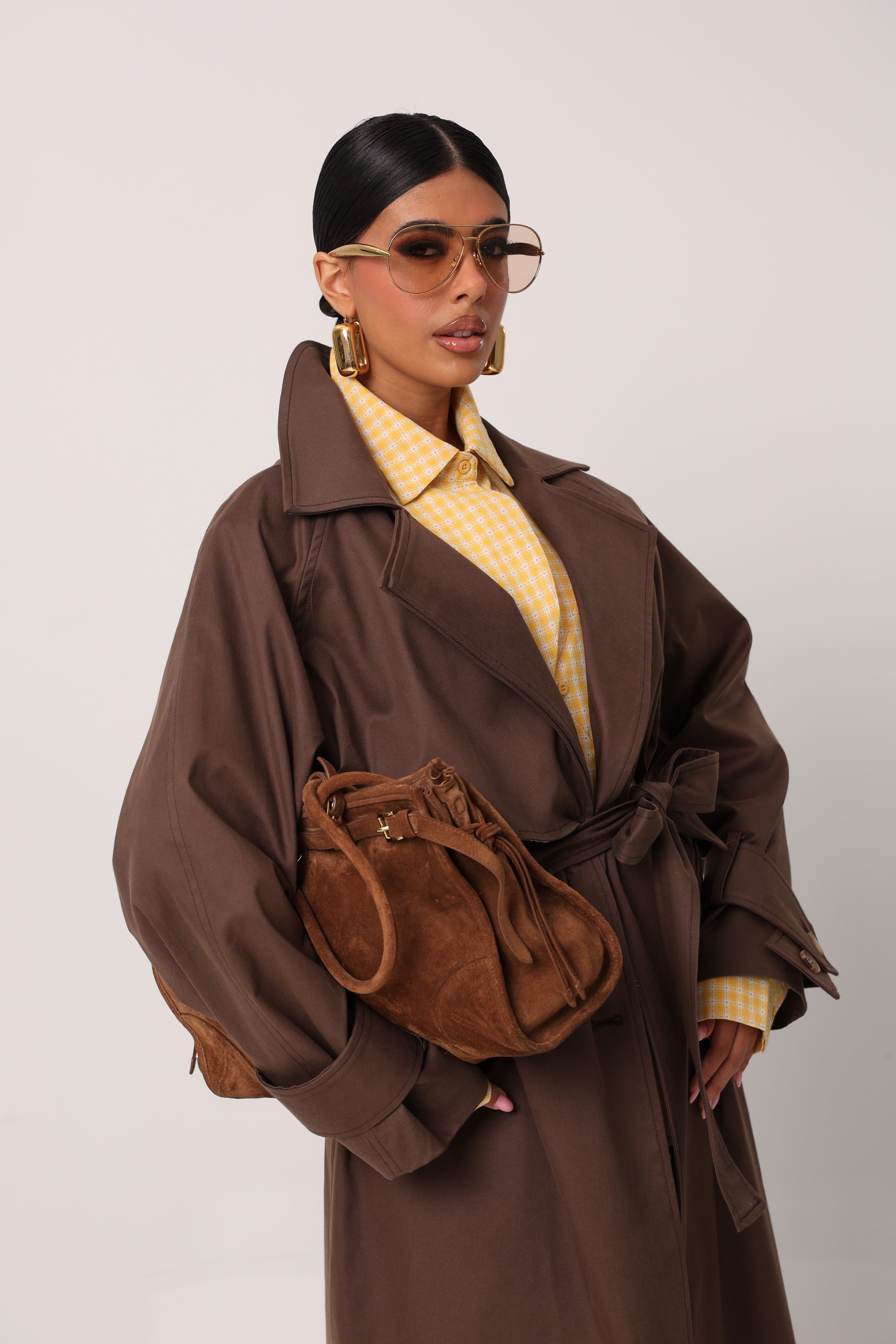 TRENCH LUNGO EILEEN MARRONE  BY LUMINA