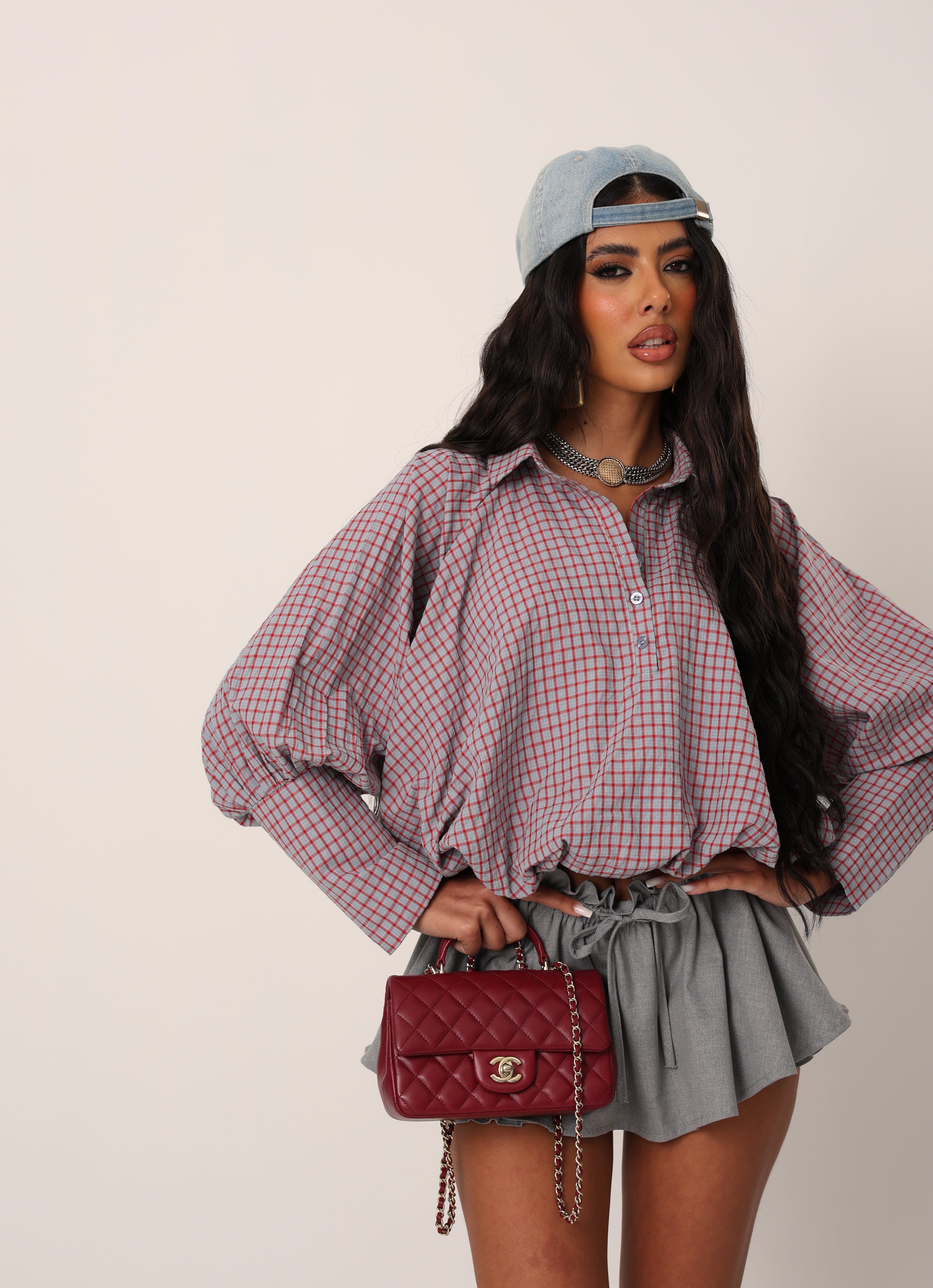 CAMICIA QUADRETTI ELIZA AZZURRA/ROSSA