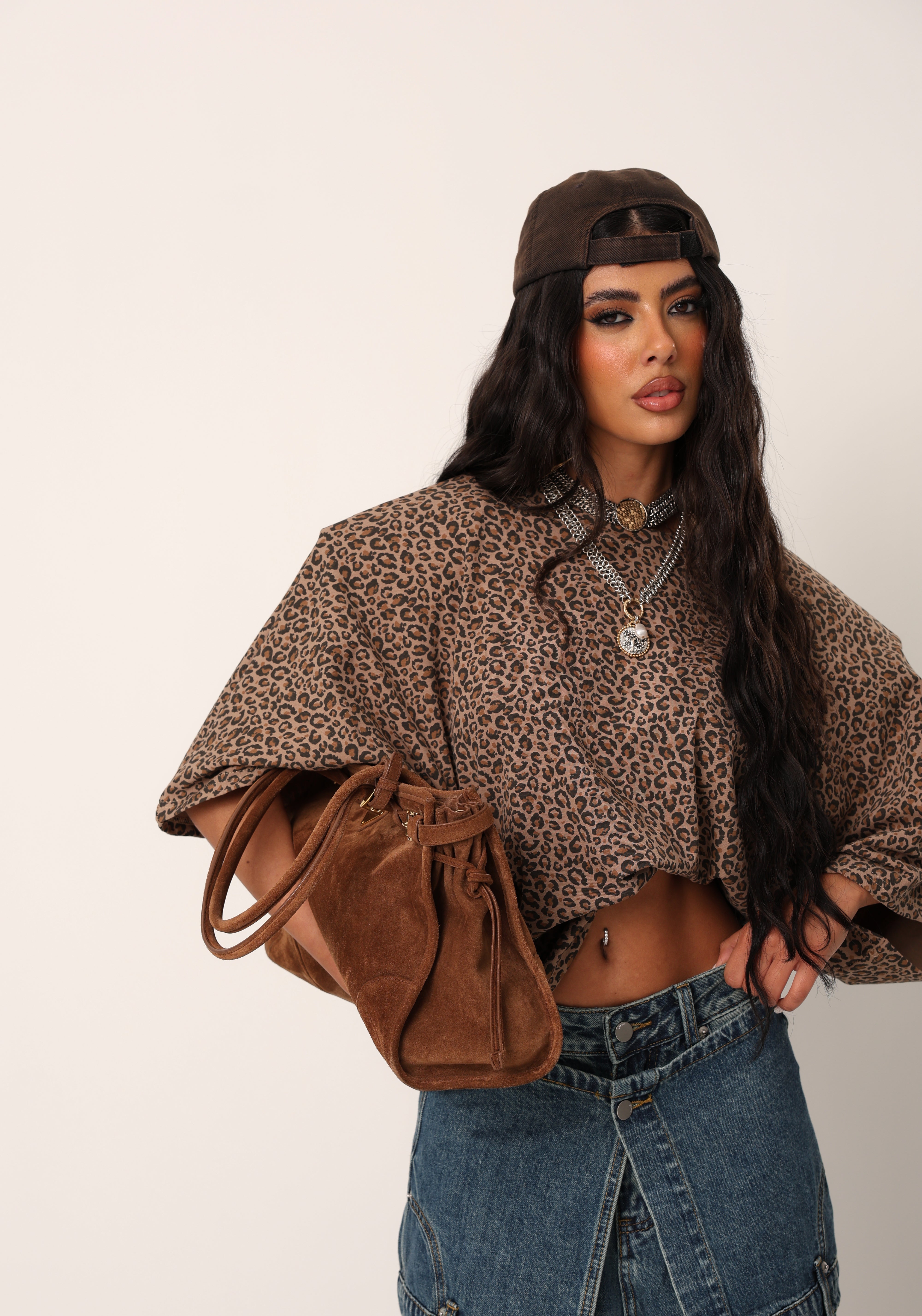 T-SHIRT SPALLINE GILDA LEOPARDATA