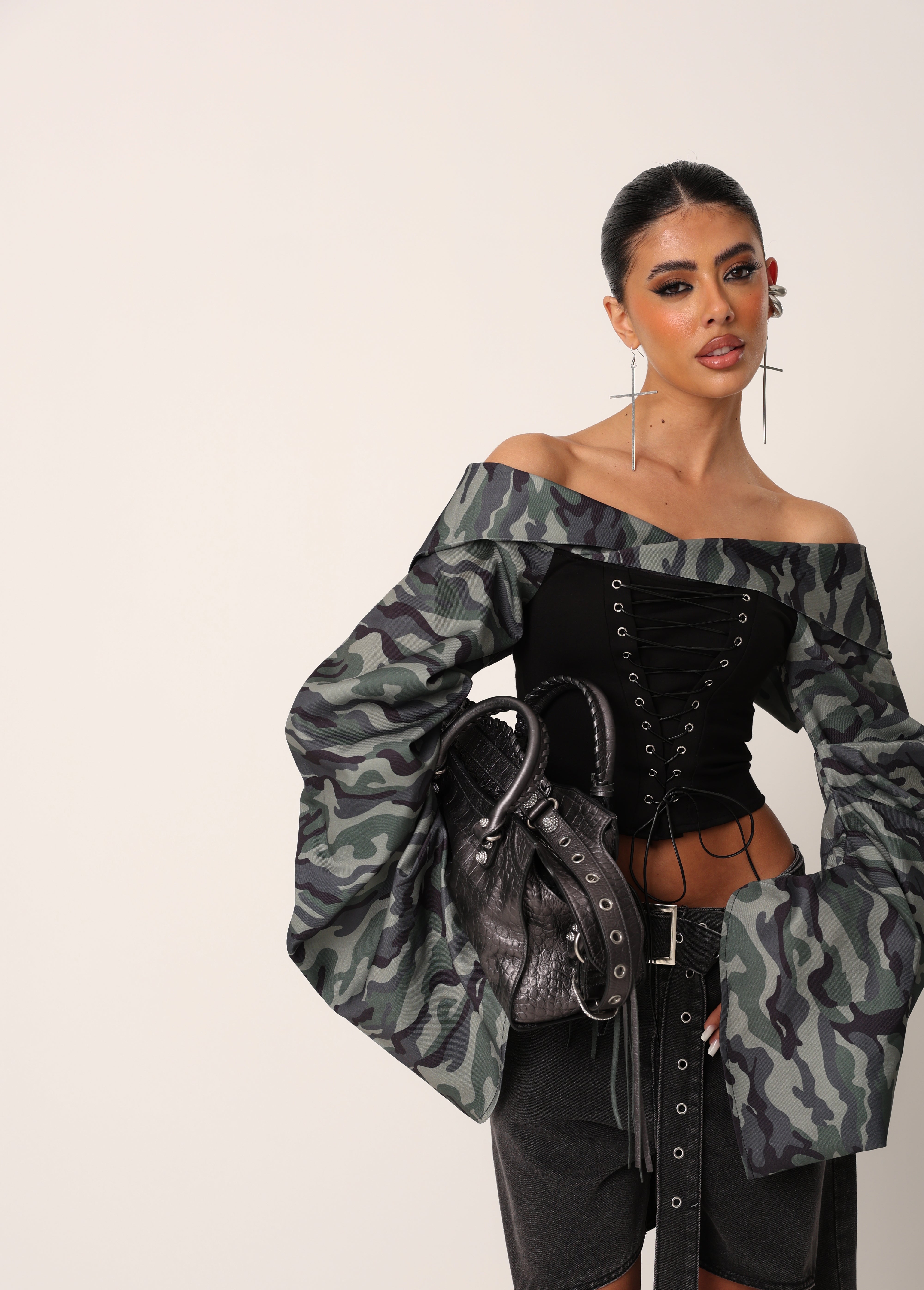 CORSETTO BABILON NERO/CAMOUFLAGE