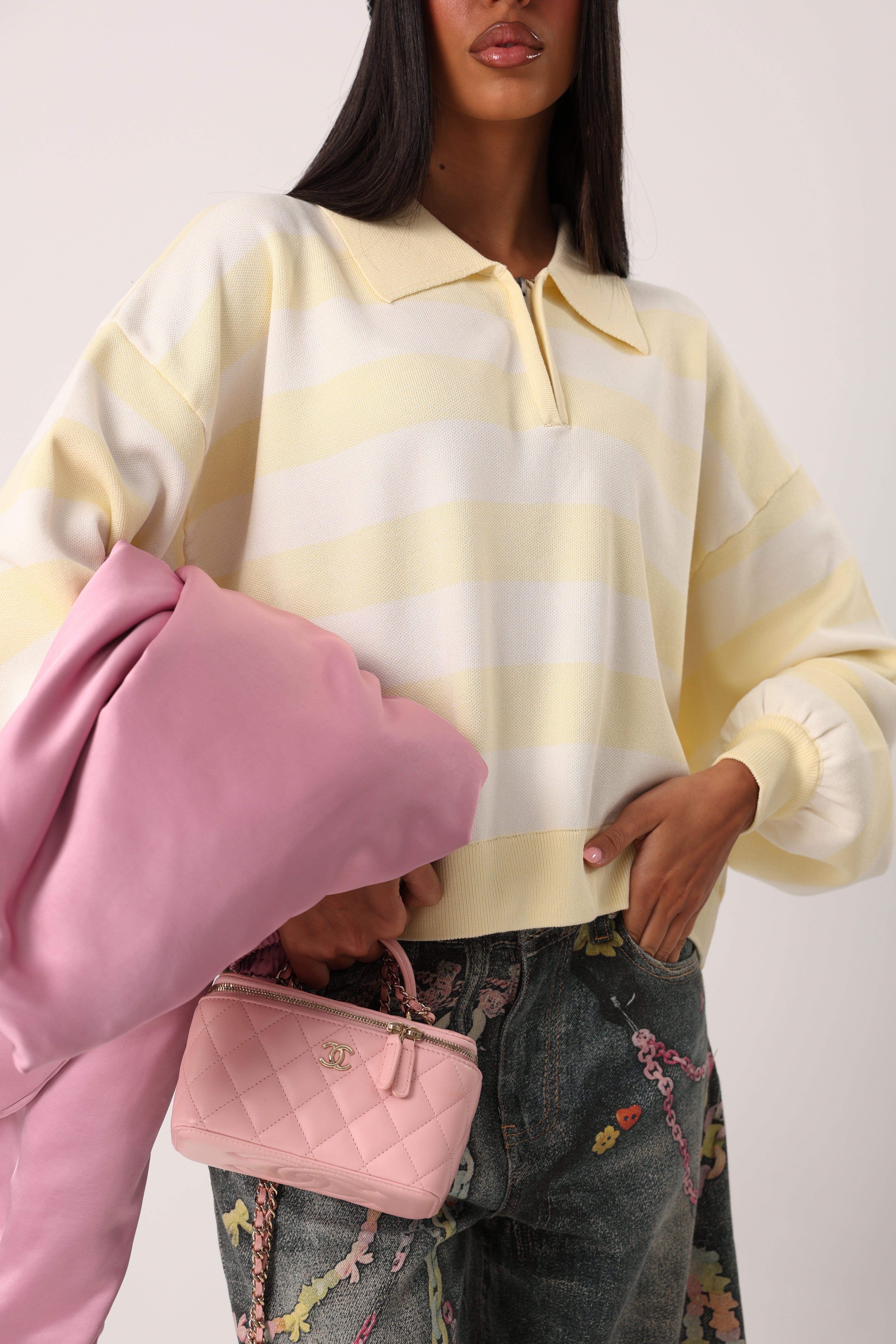 POLO RIGHE PAMELA PANNA/GIALLA