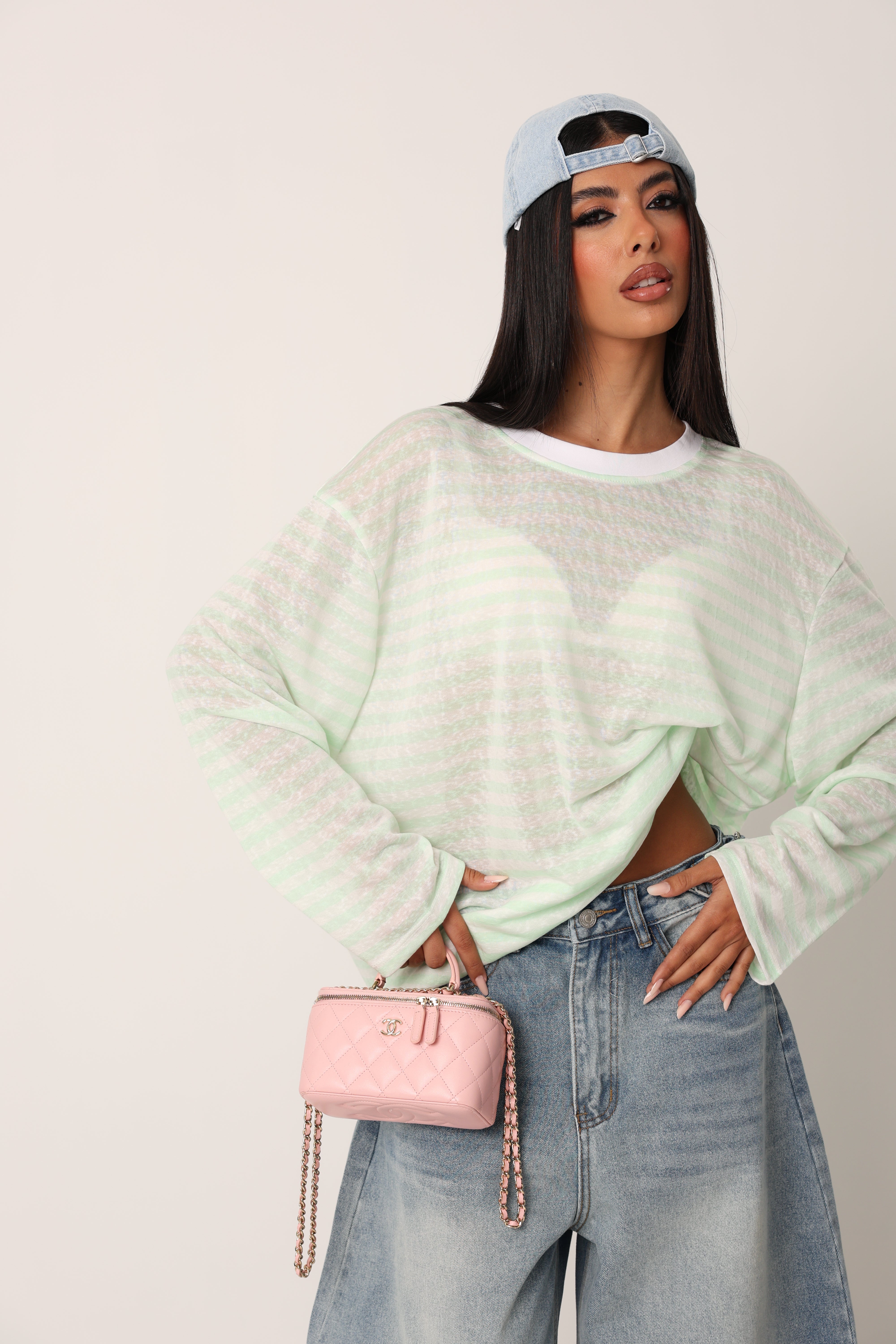 T-SHIRT RIGHE SUEDE VERDE/BIANCA