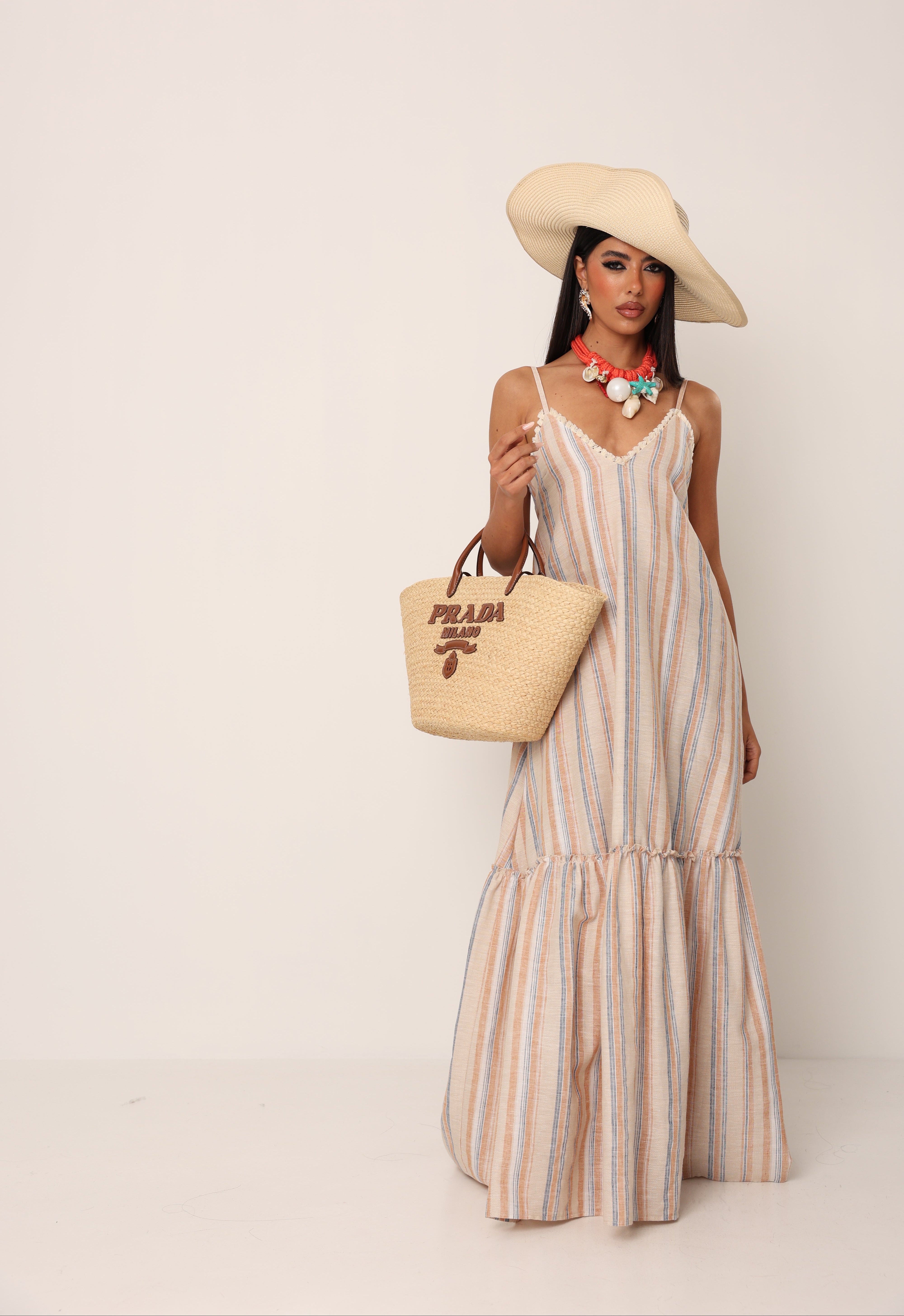 VESTITO RIGHE DANIEL BEIGE BY LUMINA