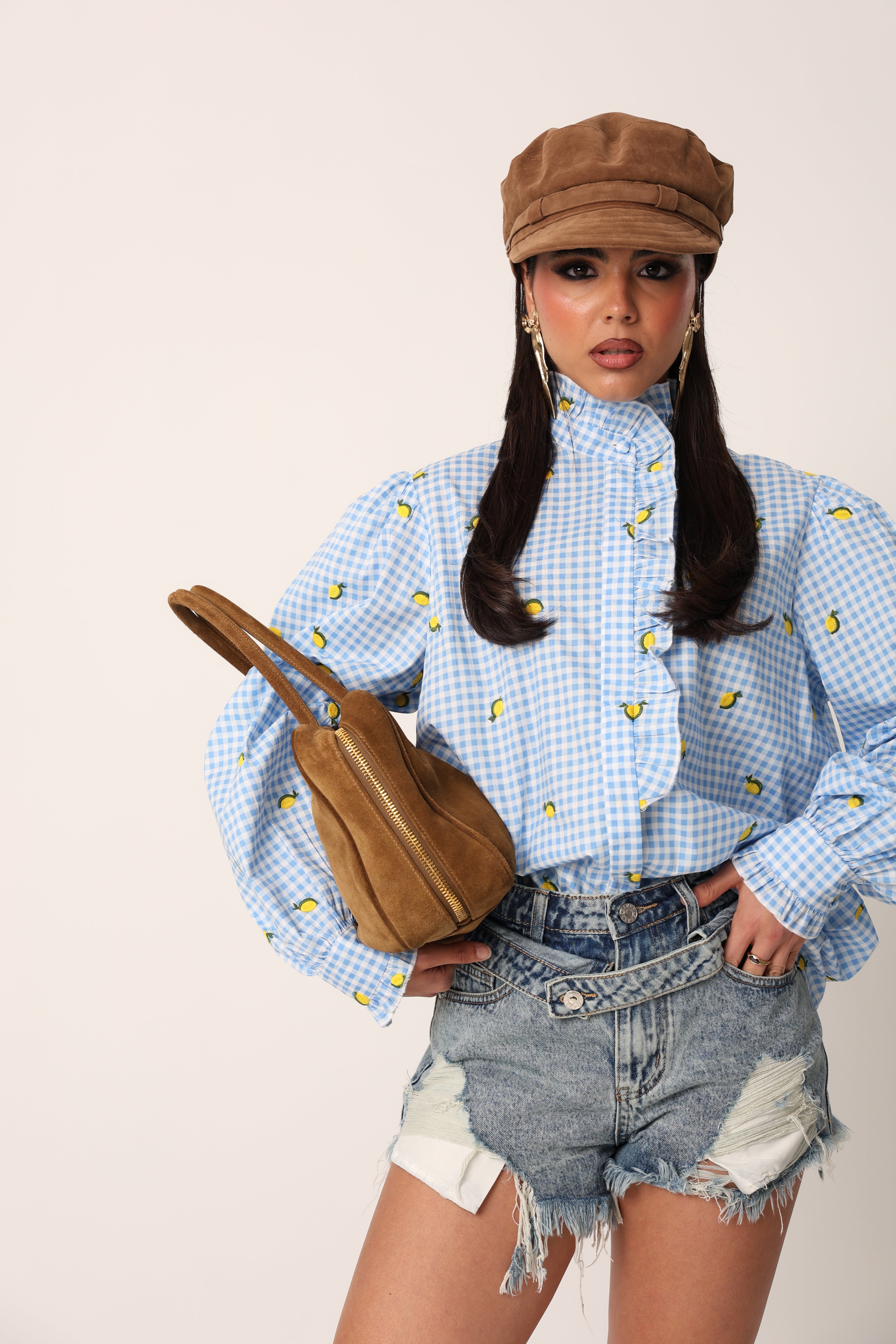 CAMICIA QUADRETTI LIMONE AZZURRA