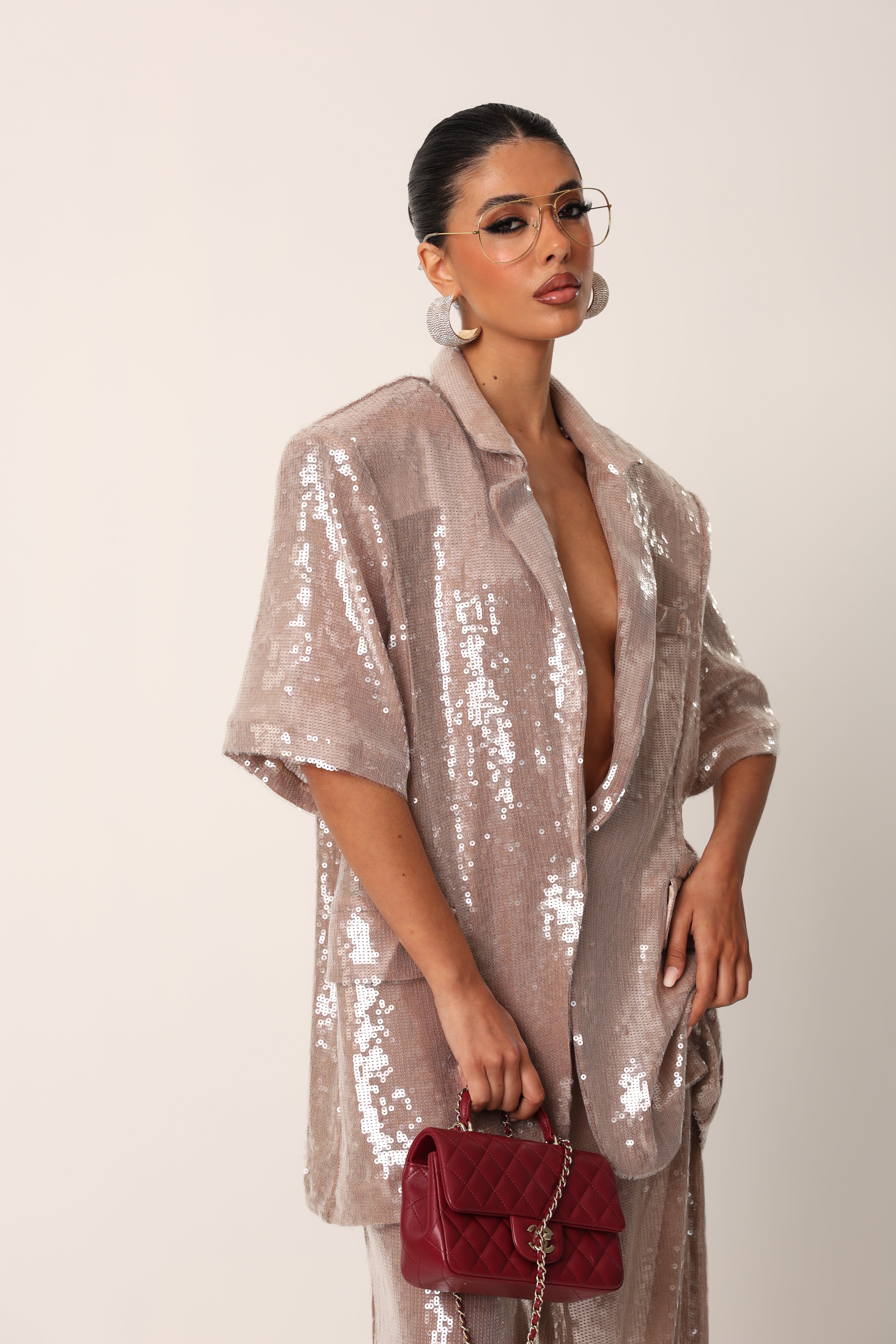 GIACCA PAILLETTES ALLY BEIGE BY LUMINA