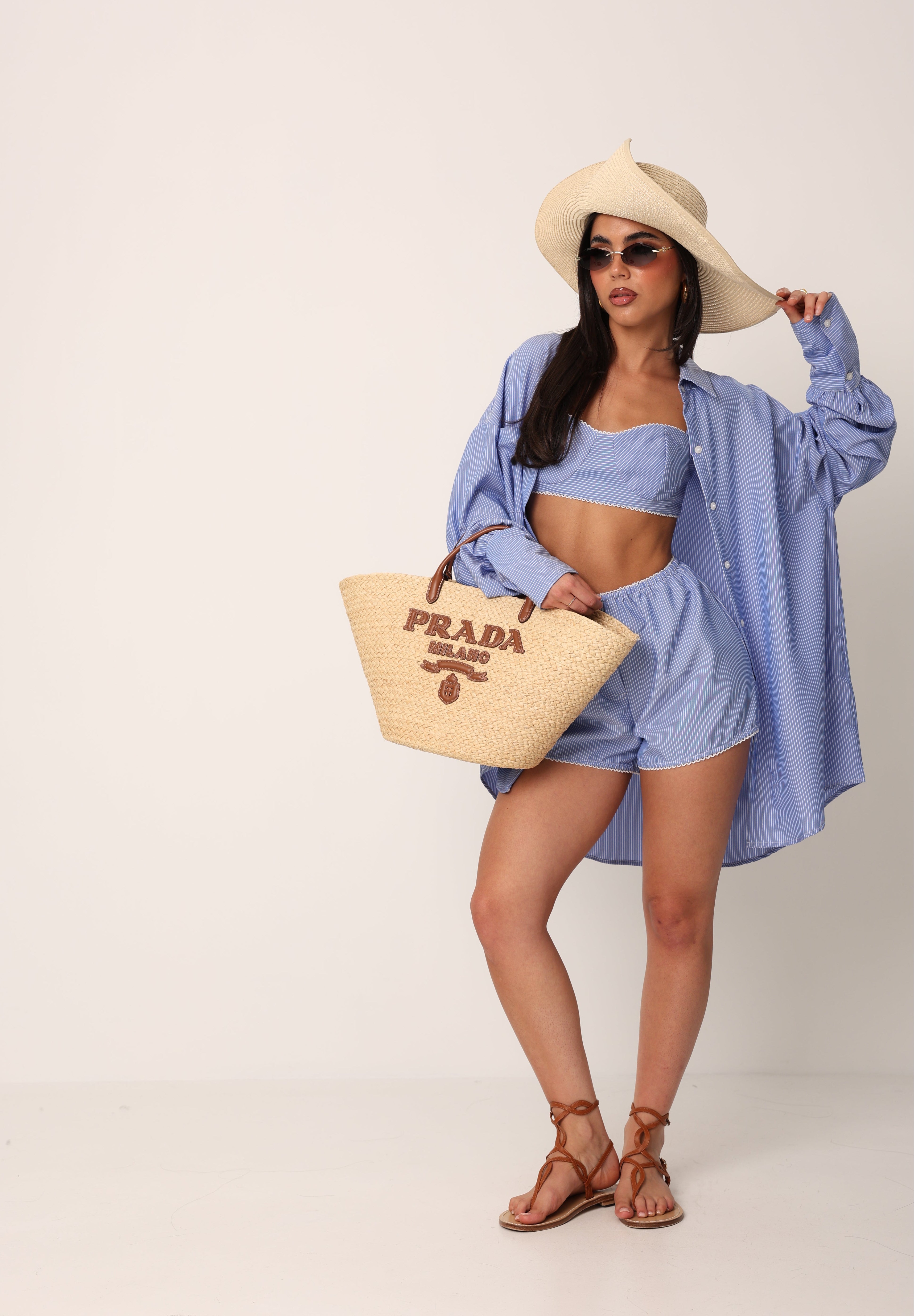 TOP RIGHE ISOBEL AZZURRO